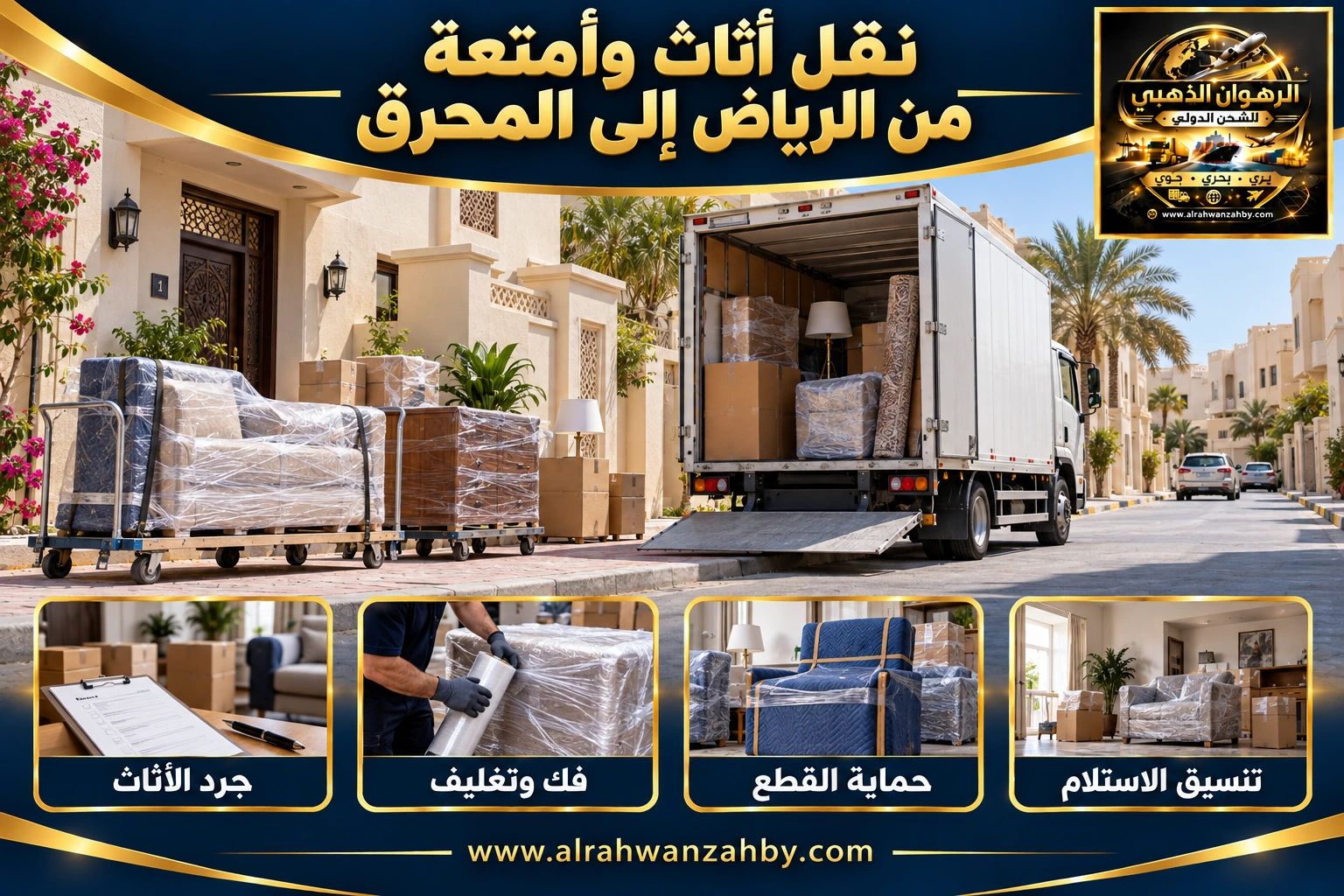 نقل أثاث وأمتعة من الرياض إلى المحرق
