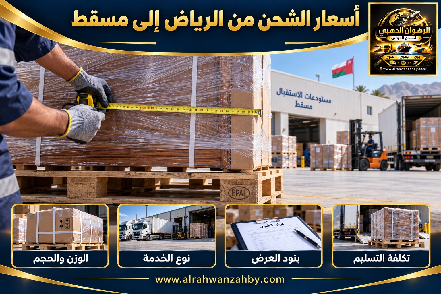 أسعار الشحن من الرياض إلى مسقط — التجهيز والتسليم