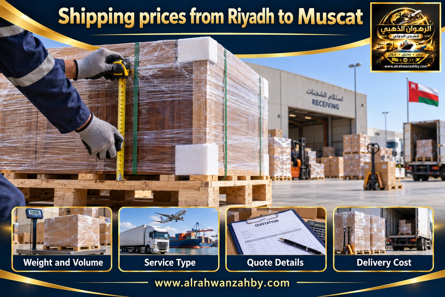 Shipping prices from Riyadh to Muscat — preparation and delivery
