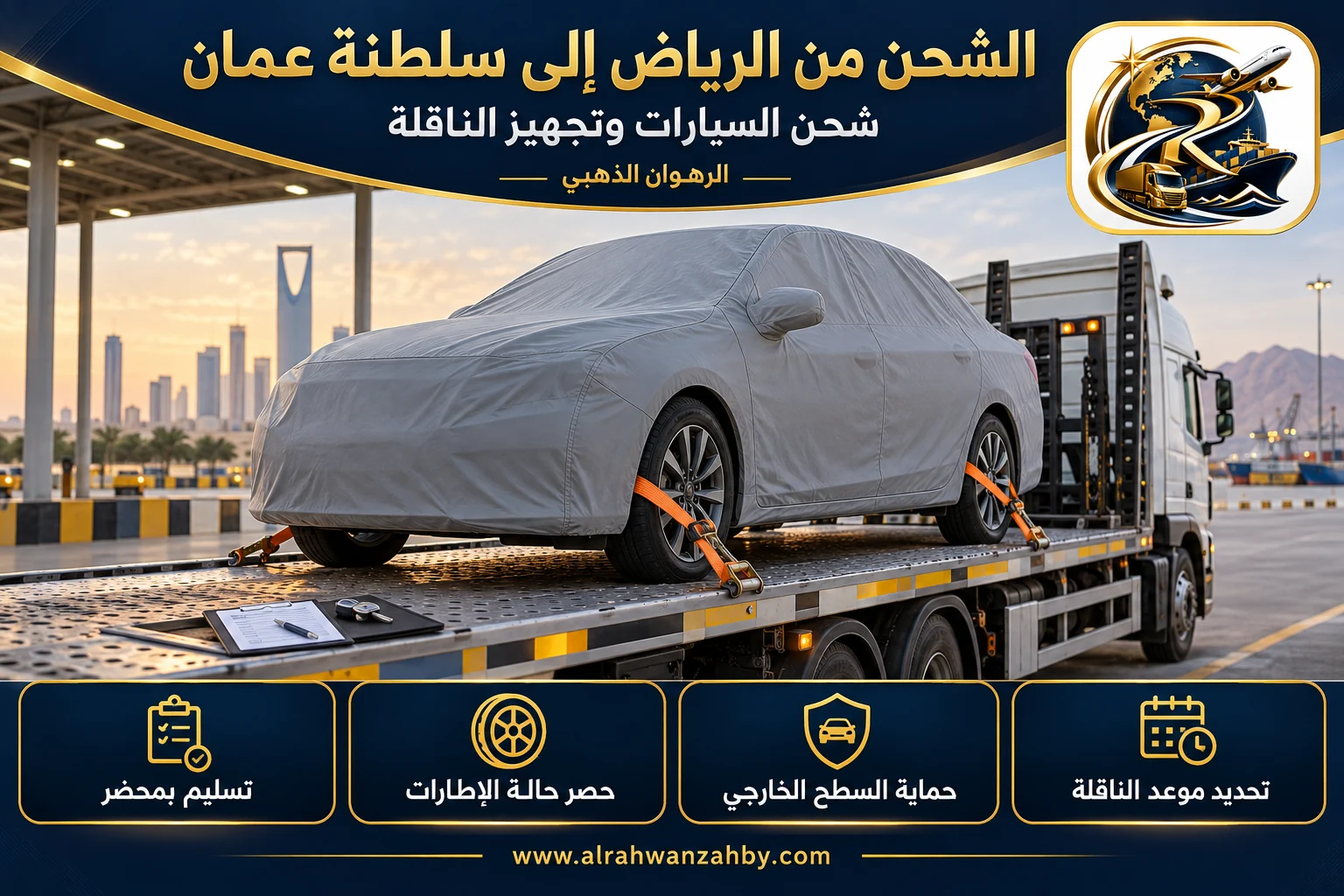 شحن السيارات وتجهيز الناقلة، الشحن من الرياض إلى سلطنة عمان