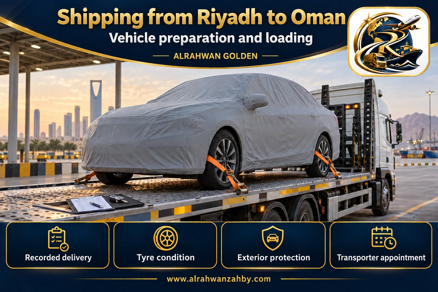 Vehicle preparation and loading — Shipping from Riyadh to Oman