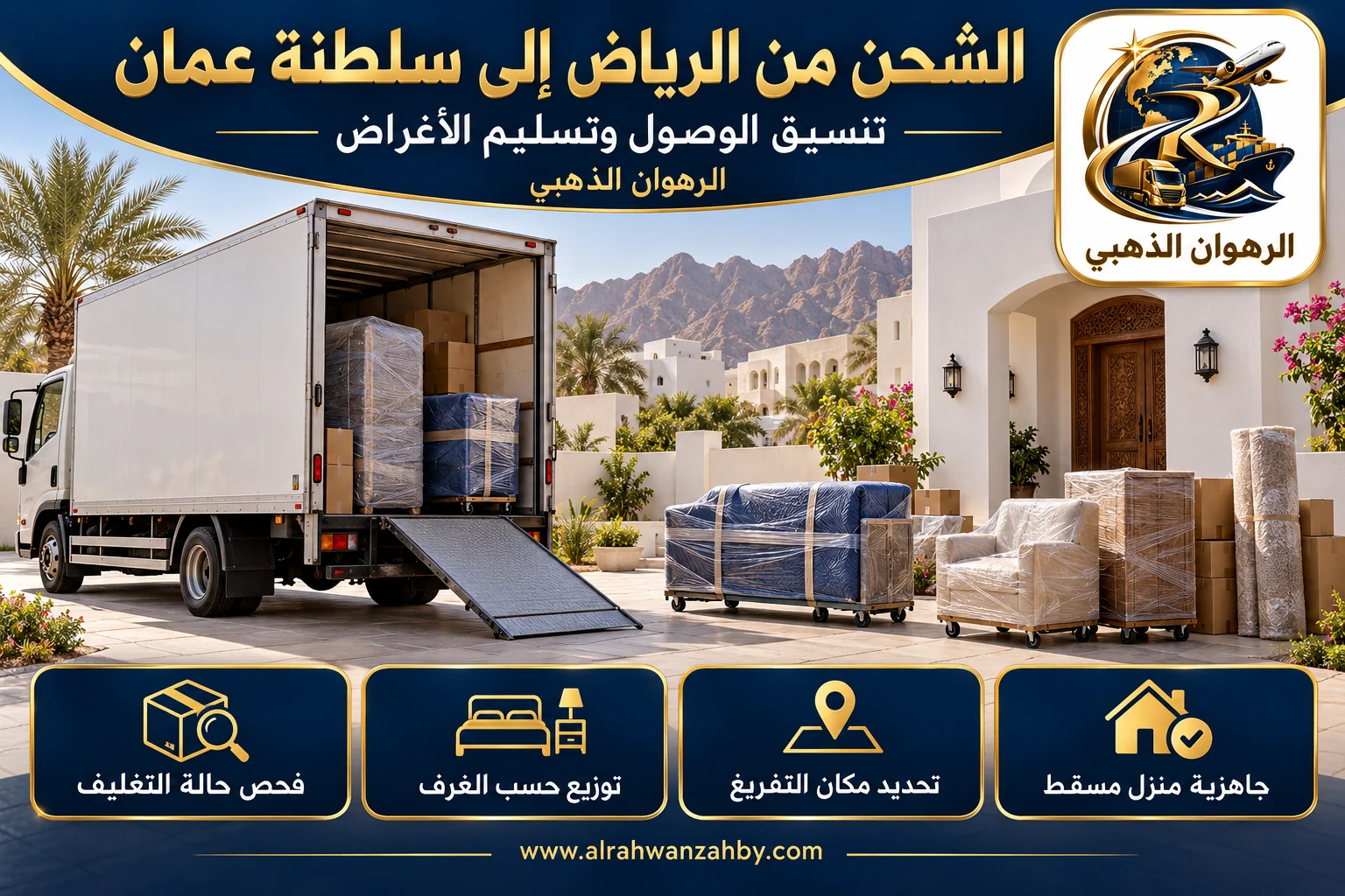 تنسيق الوصول وتسليم الأغراض، الشحن من الرياض إلى سلطنة عمان