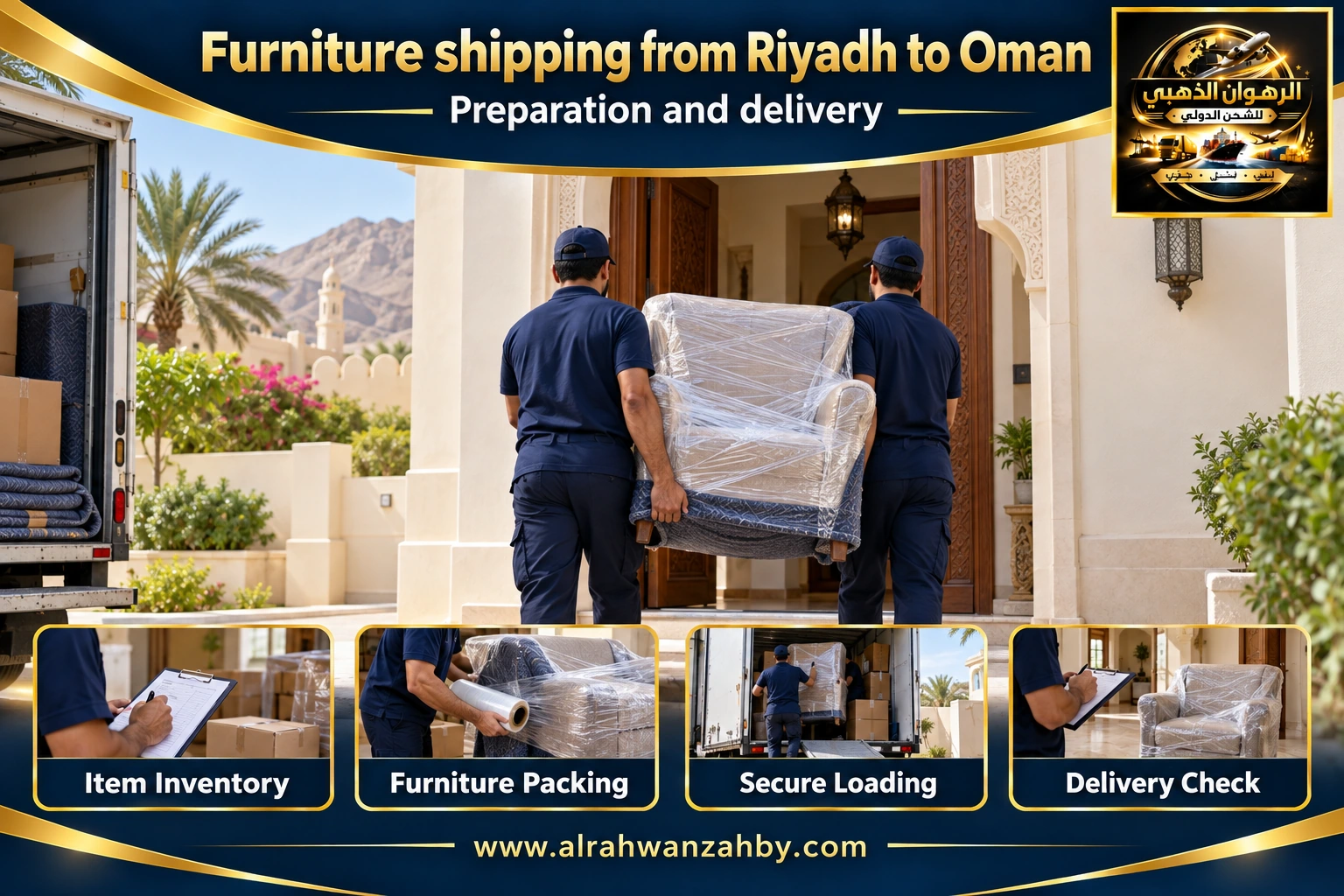Furniture shipping from Riyadh to Oman — preparation and delivery