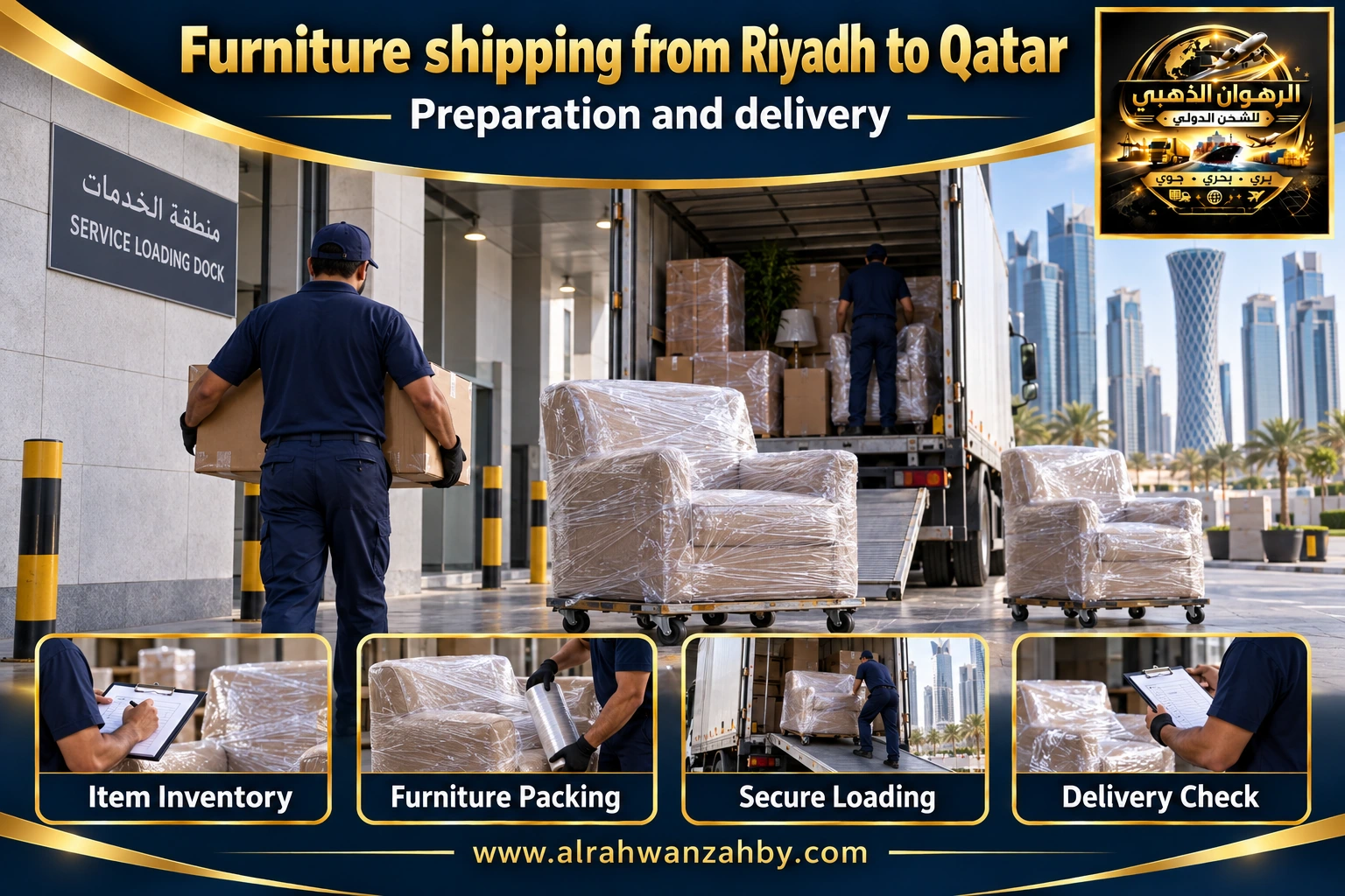 Furniture shipping from Riyadh to Qatar — preparation and delivery
