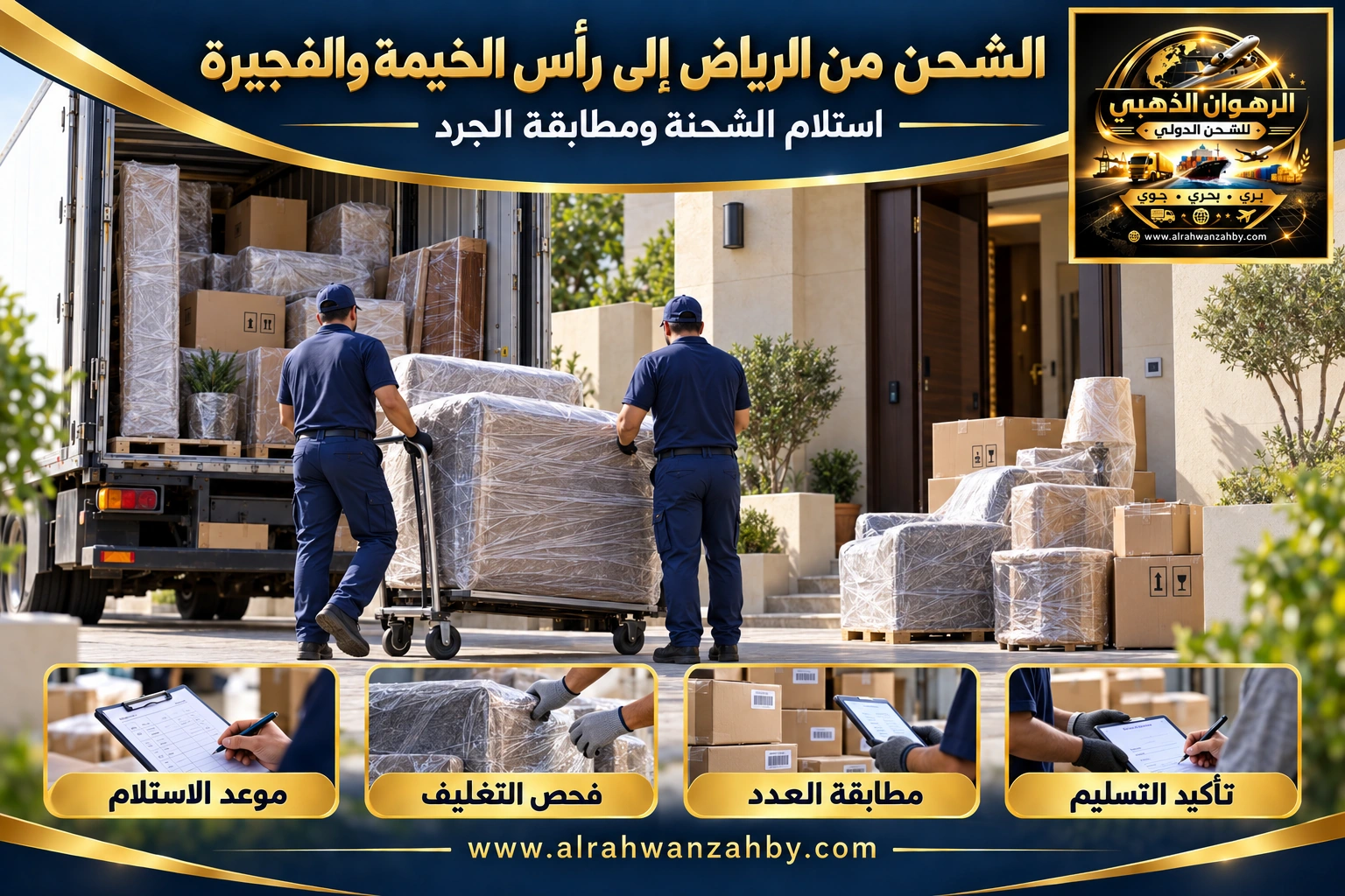 تنسيق التسليم ومطابقة الجرد من الرياض إلى رأس الخيمة والفجيرة — تصور توضيحي للرهوان الذهبي