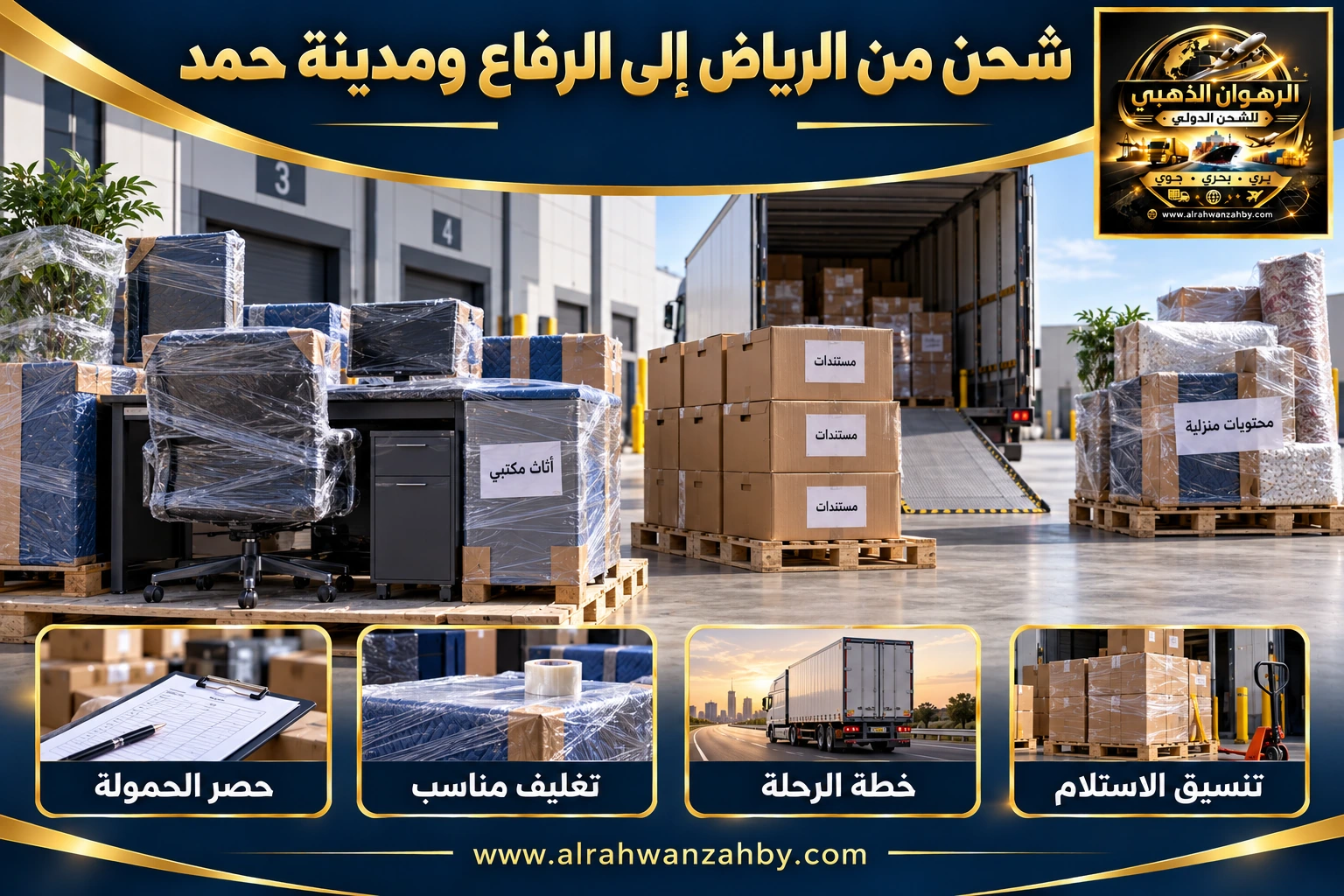 شحن من الرياض إلى الرفاع ومدينة حمد — التجهيز والتسليم