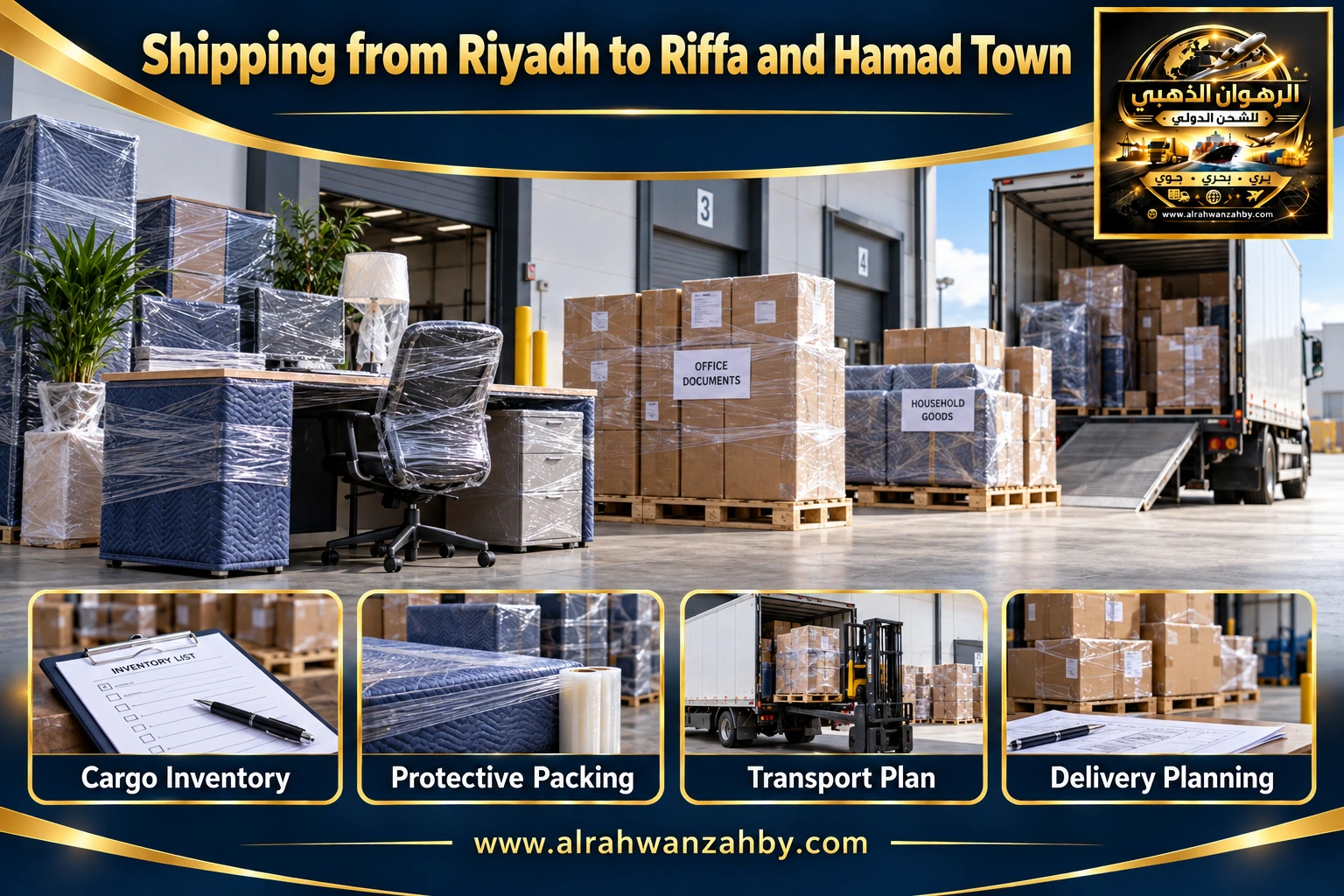 Shipping from Riyadh to Riffa and Hamad Town — preparation and delivery