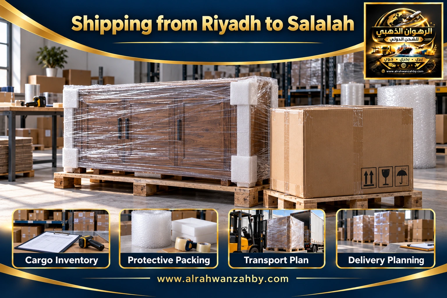Shipping from Riyadh to Salalah — preparation and delivery
