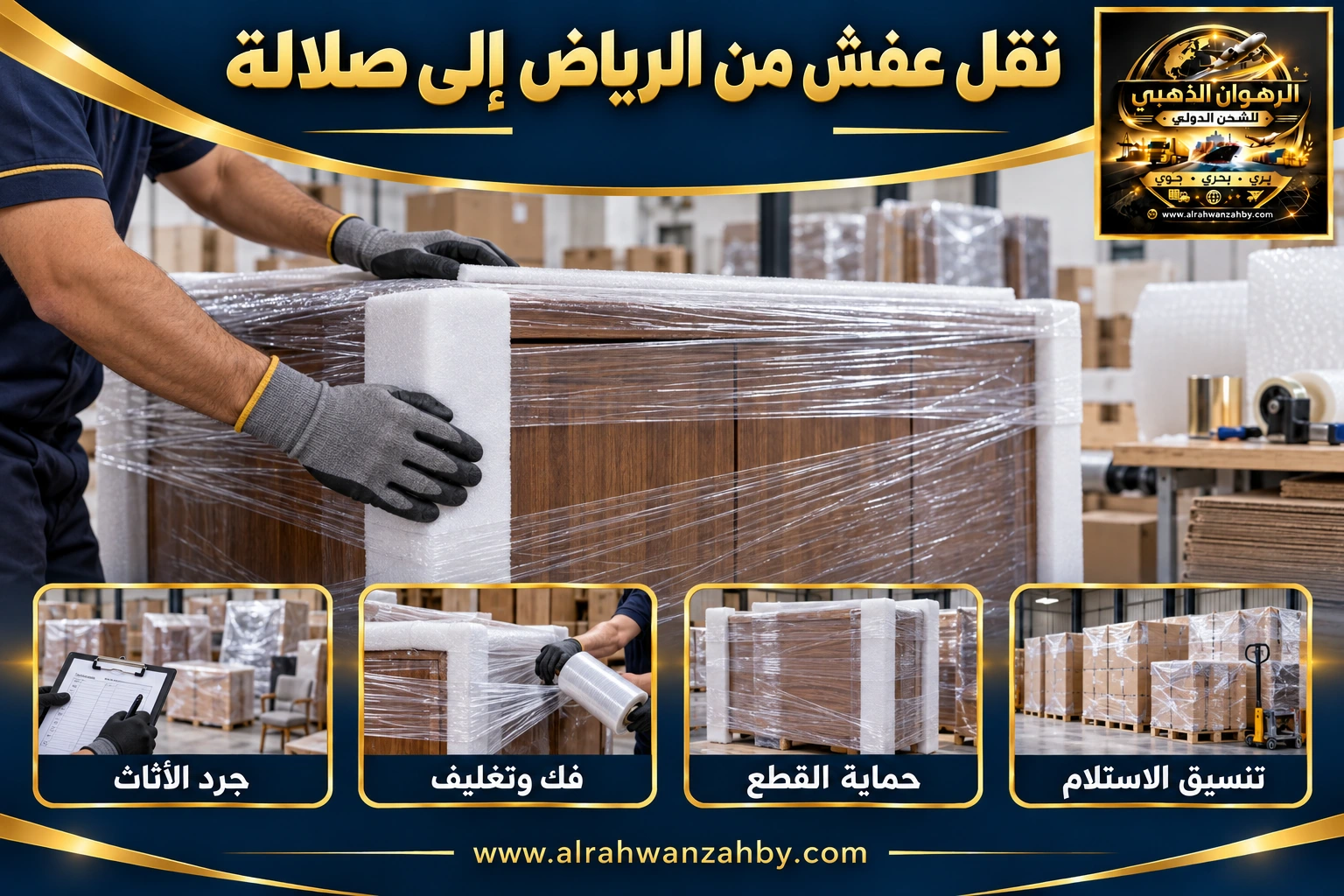 نقل عفش من الرياض إلى صلالة — التجهيز والتسليم