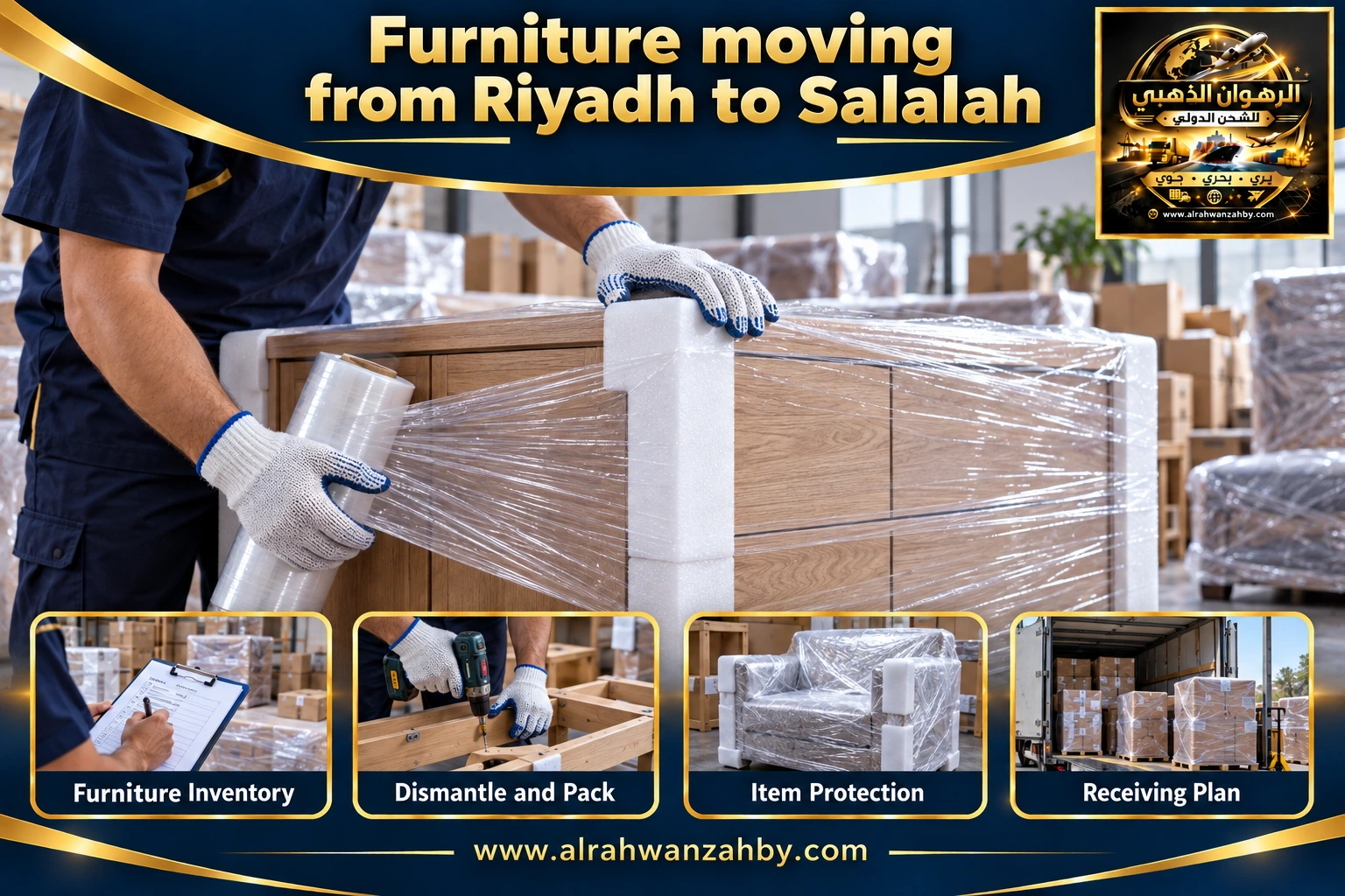 Furniture moving from Riyadh to Salalah — preparation and delivery