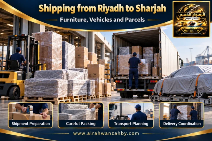 International shipping from Riyadh to Sharjah — Alrahwan Golden illustrative visual