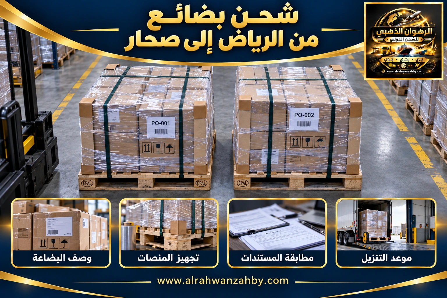 شحن بضائع من الرياض إلى صحار — التجهيز والتسليم