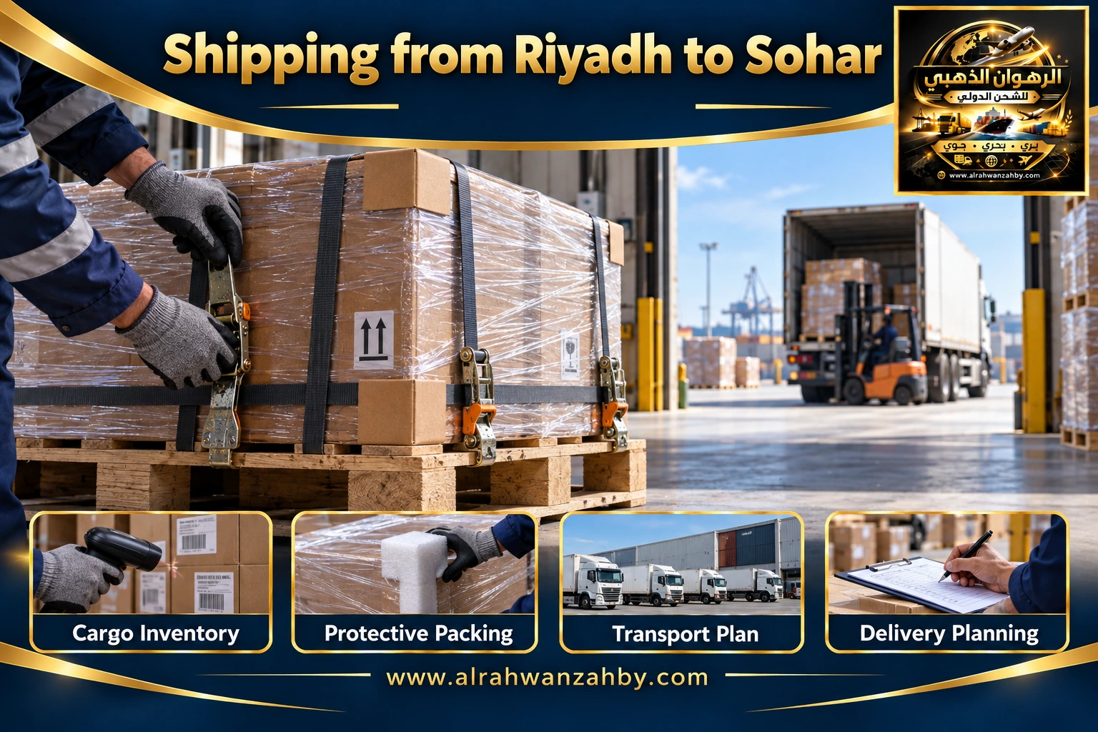 Shipping from Riyadh to Sohar — preparation and delivery