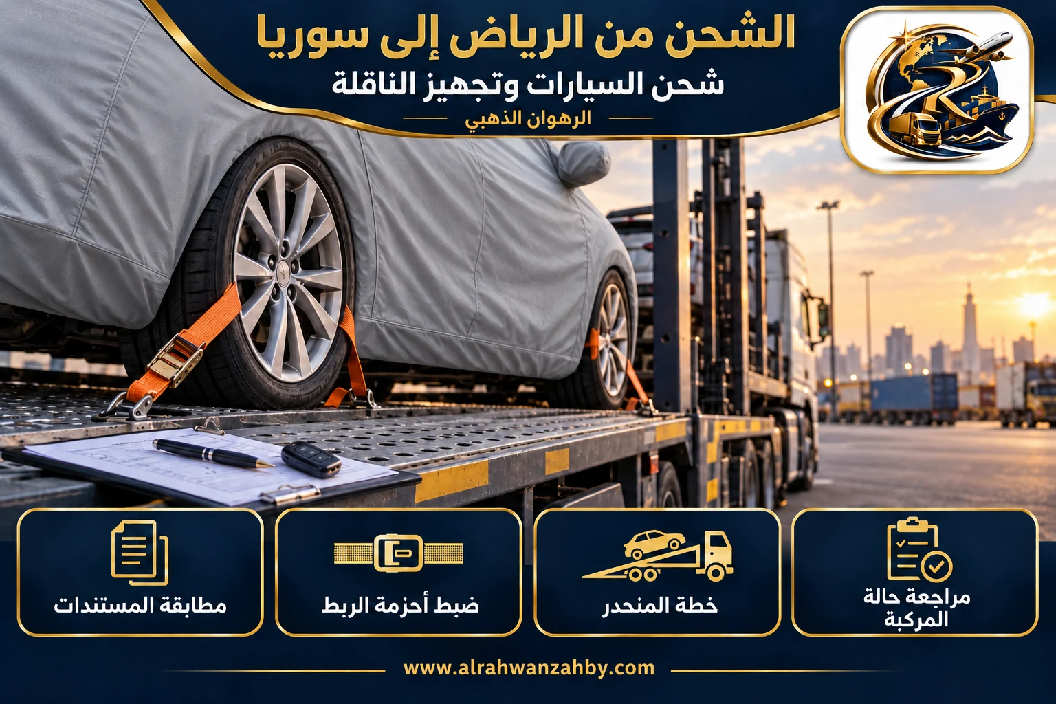 شحن السيارات وتجهيز الناقلة، الشحن من الرياض إلى سوريا