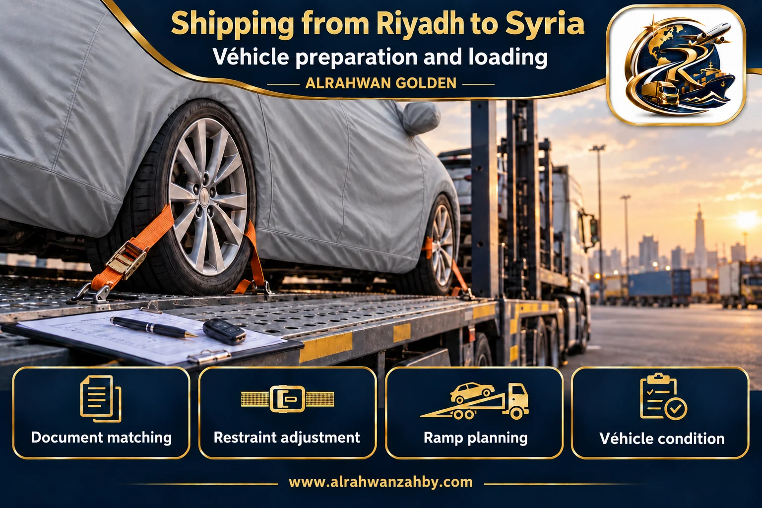 Vehicle preparation and loading — Shipping from Riyadh to Syria