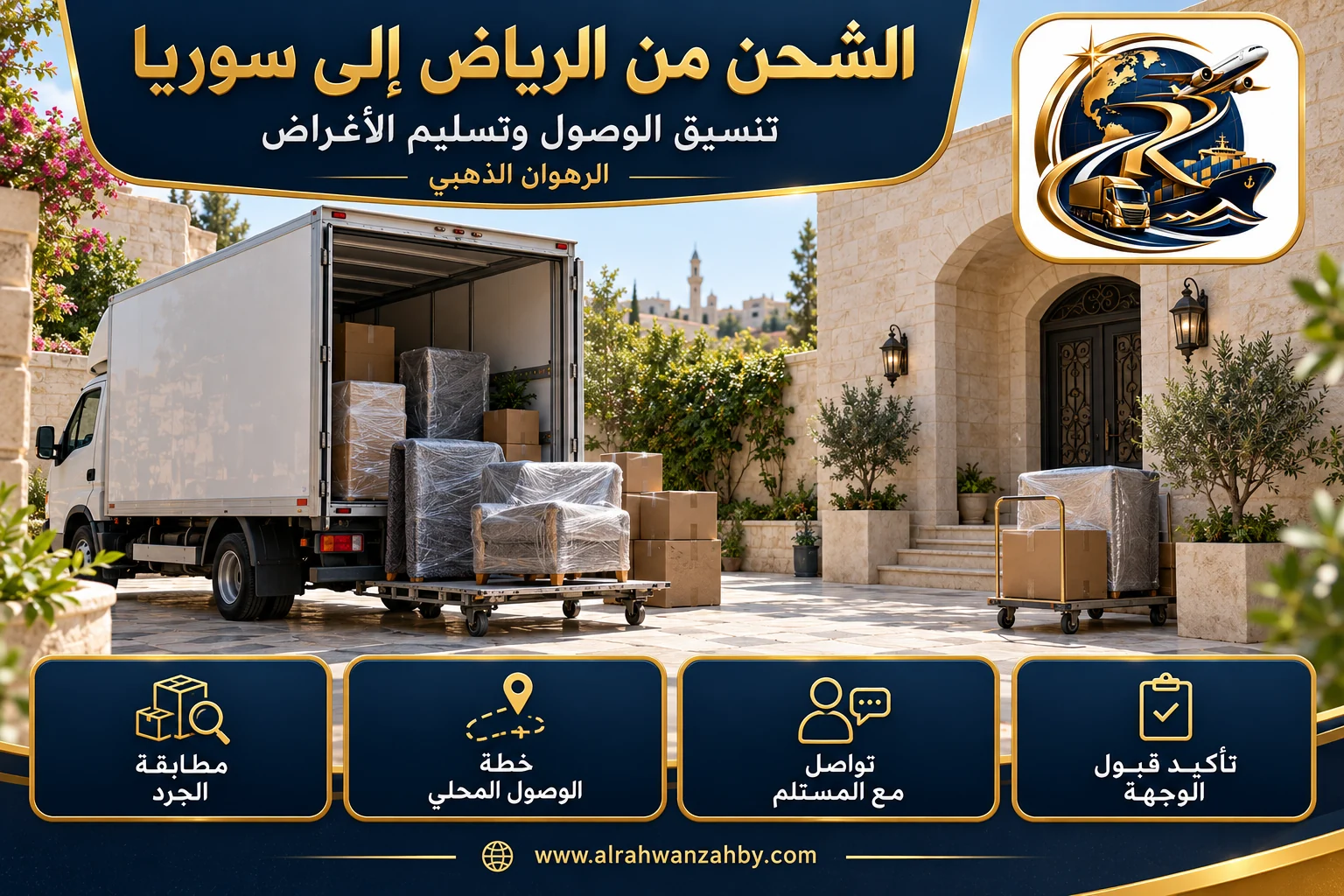 تنسيق الوصول وتسليم الأغراض، الشحن من الرياض إلى سوريا