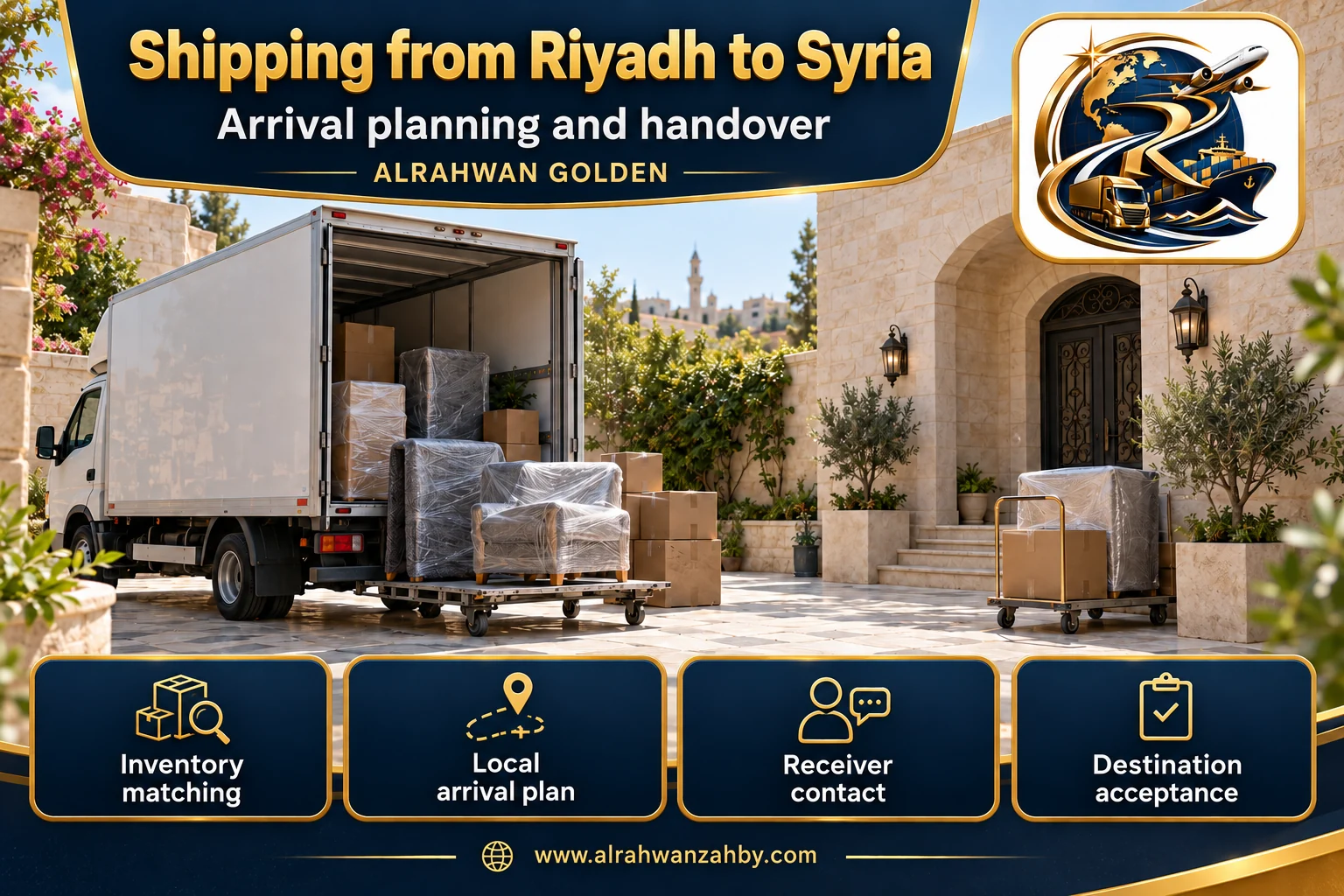 Arrival planning and handover — Shipping from Riyadh to Syria