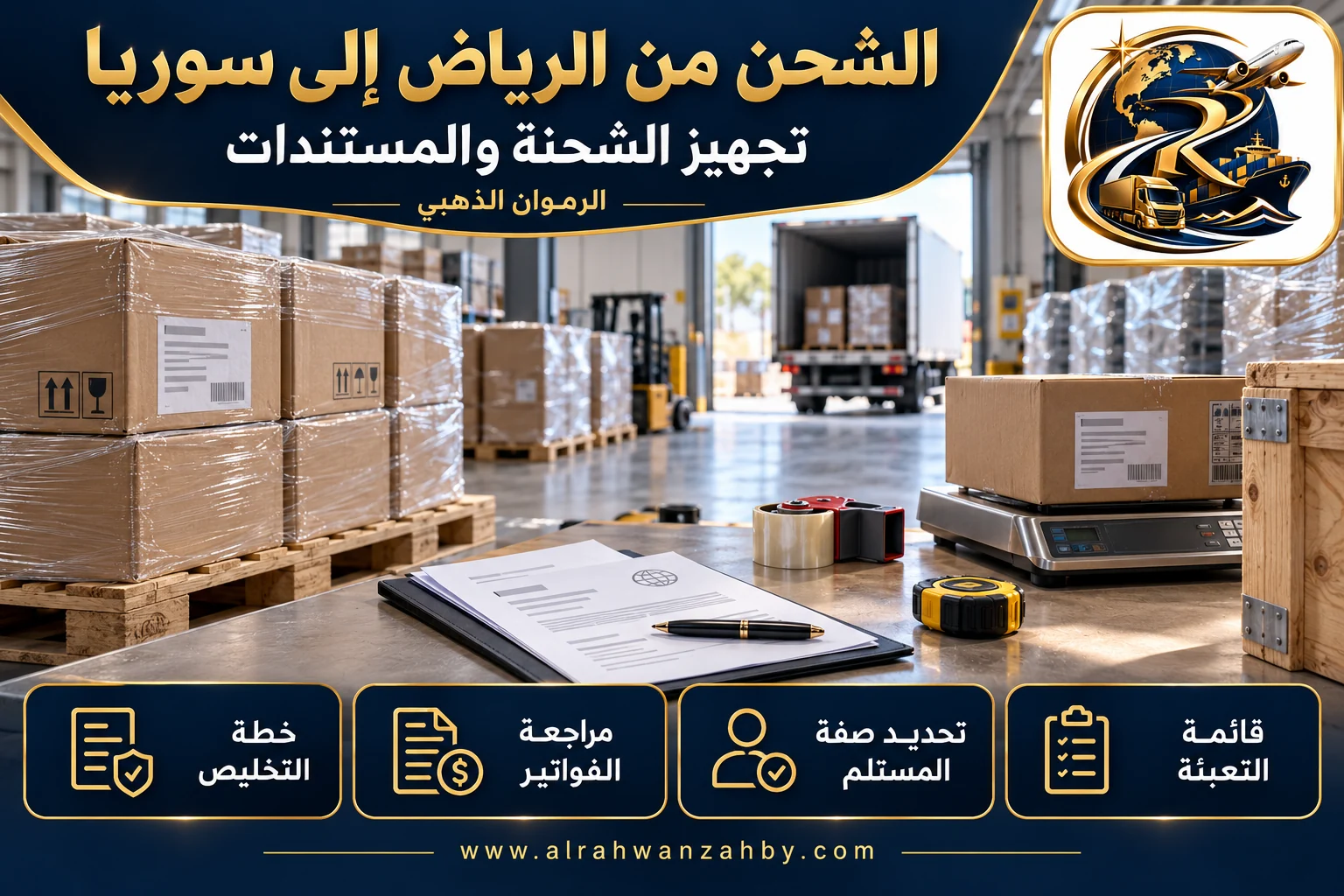 تجهيز الشحنة والمستندات، الشحن من الرياض إلى سوريا
