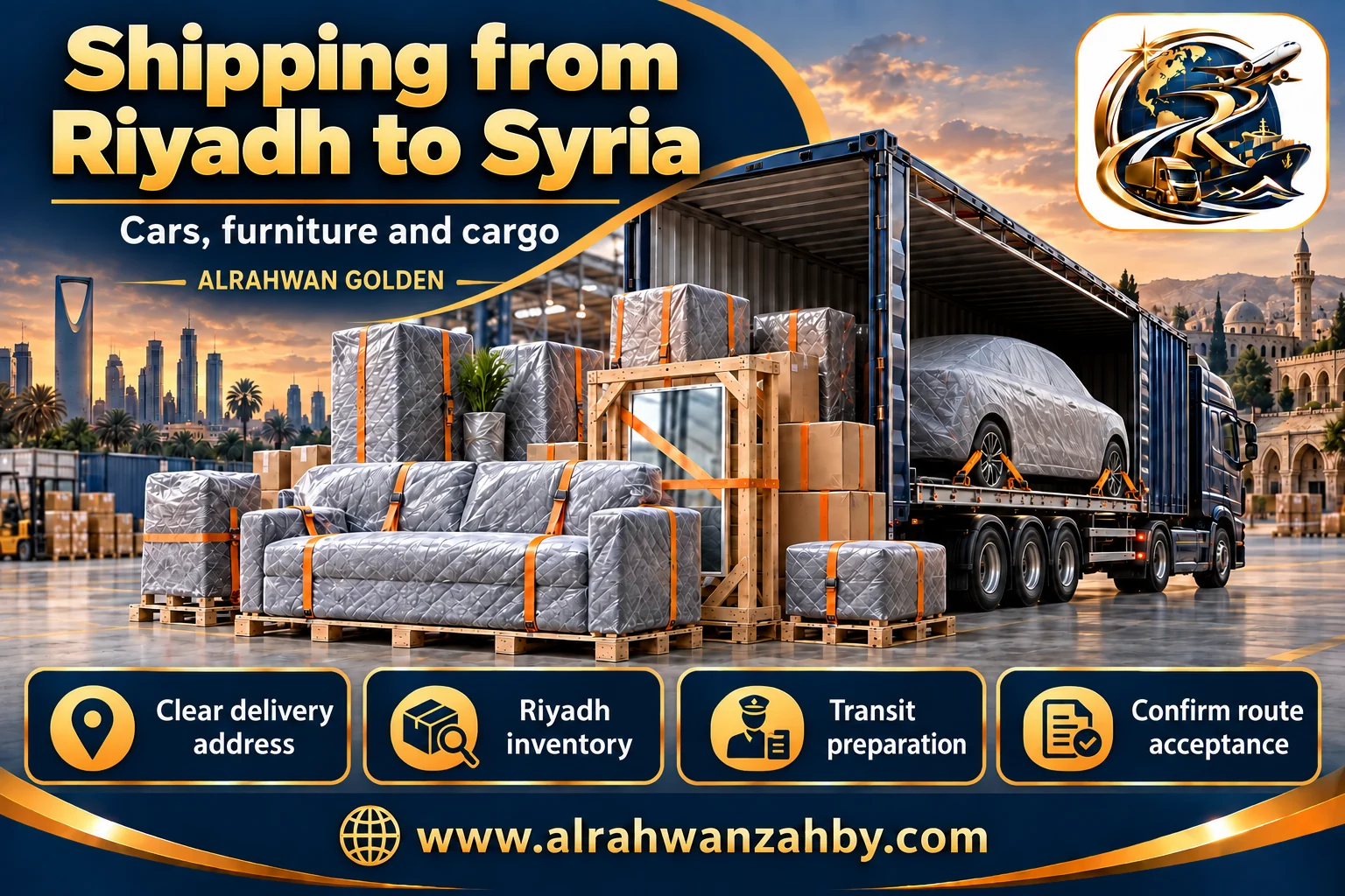 Cars, furniture and cargo — Shipping from Riyadh to Syria