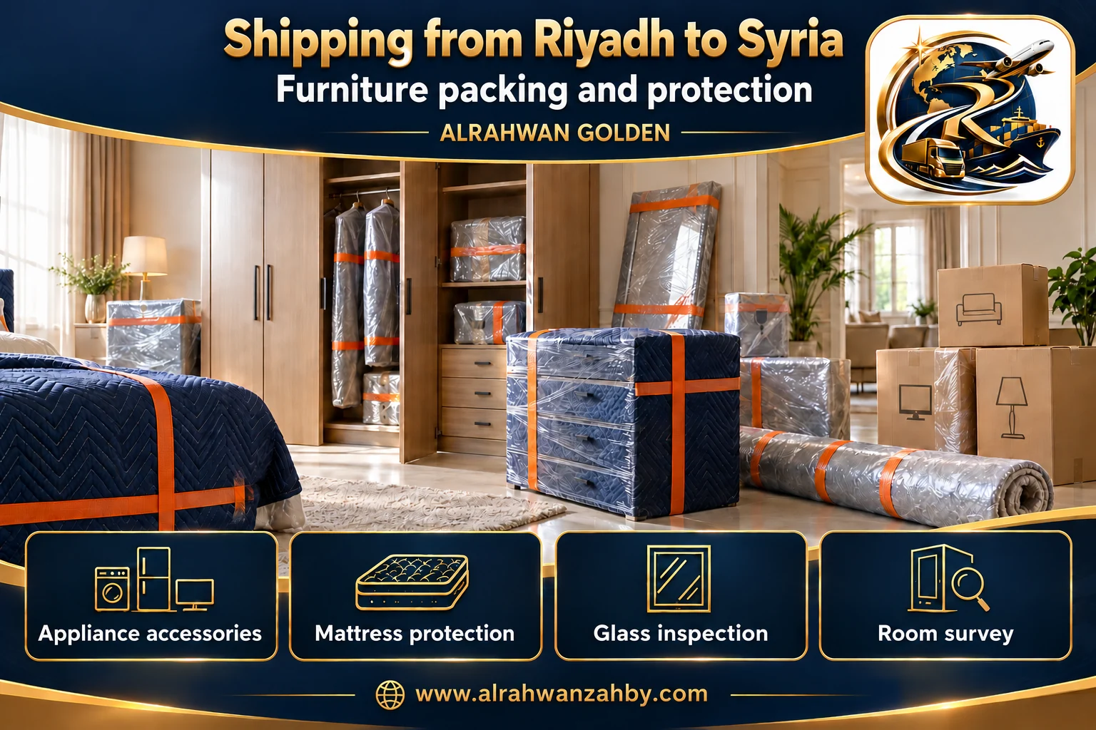 Furniture packing and protection — Shipping from Riyadh to Syria