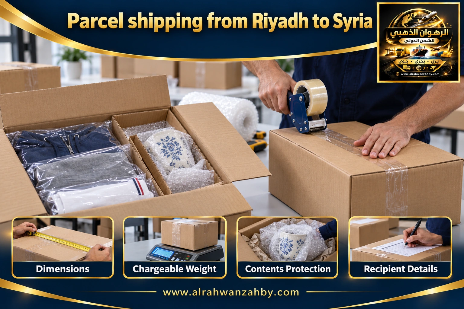 Parcel shipping from Riyadh to Syria — preparation and delivery