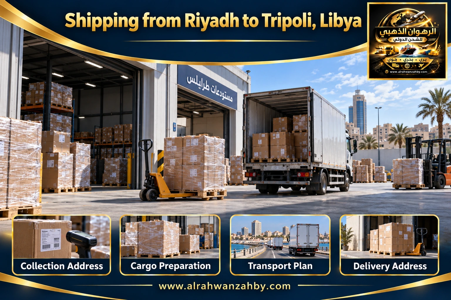 Shipping from Riyadh to Tripoli, Libya — preparation and delivery