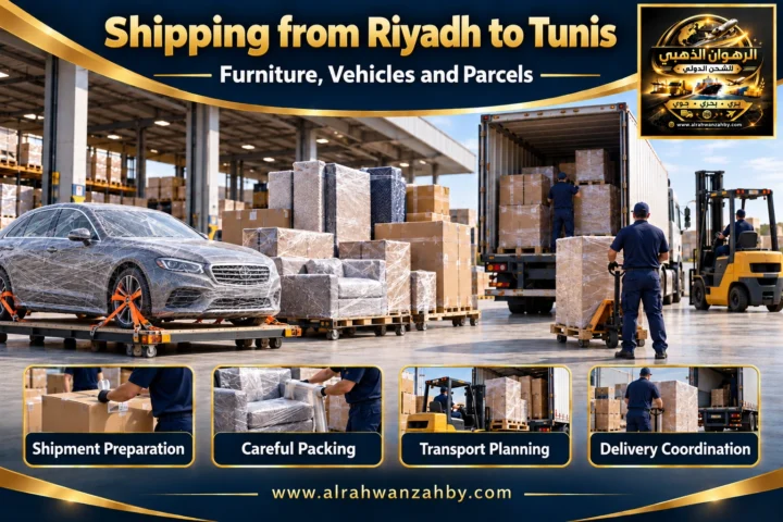 International shipping from Riyadh to Tunis — Alrahwan Golden illustrative visual