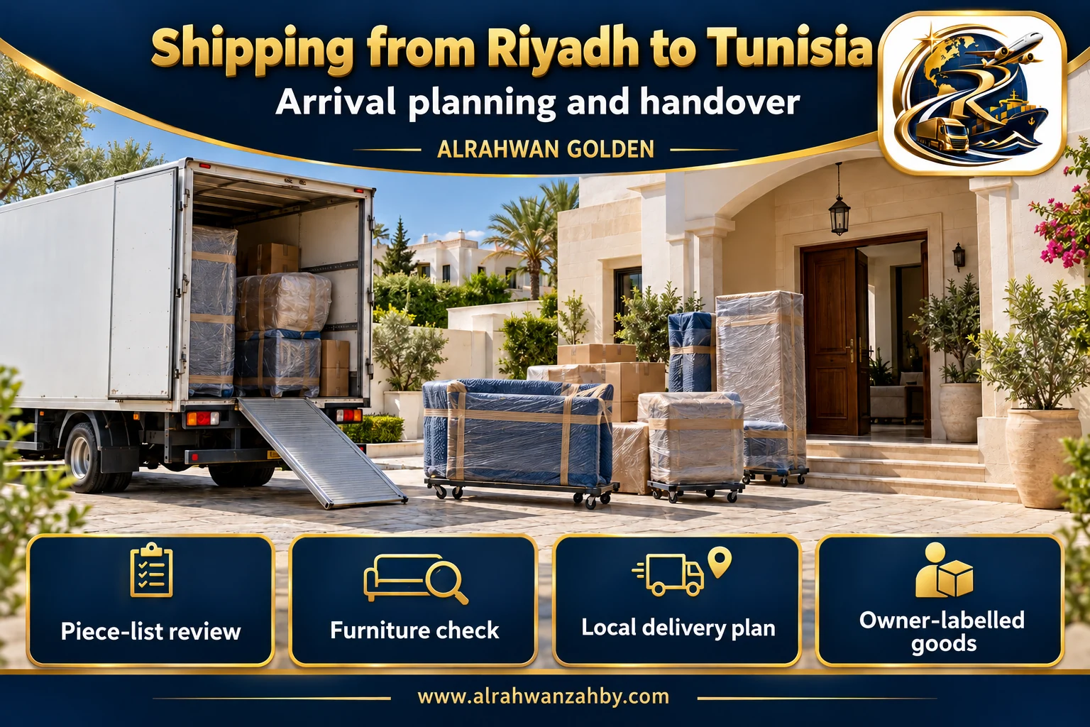 Arrival planning and handover — Shipping from Riyadh to Tunisia