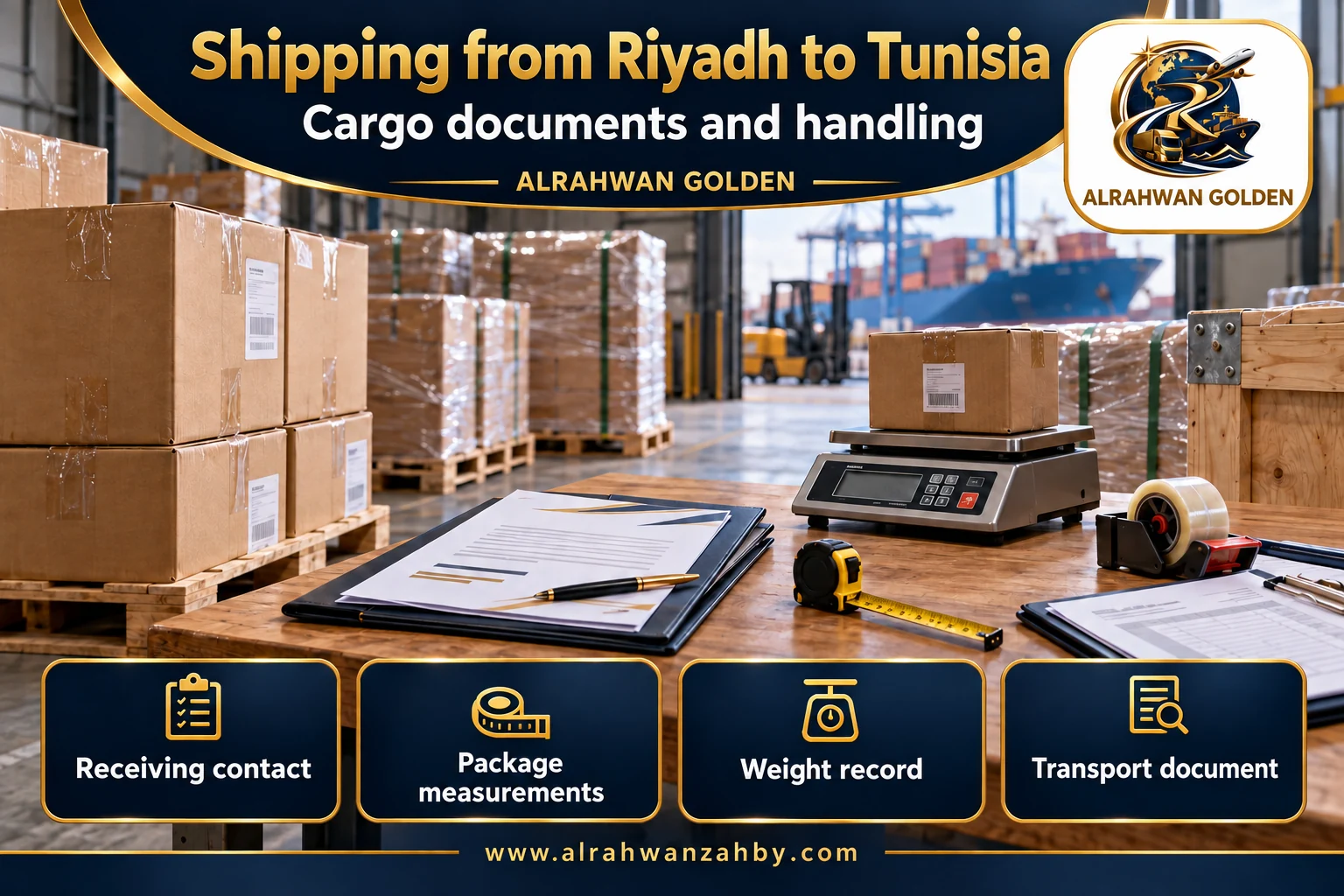 Cargo documents and handling — Shipping from Riyadh to Tunisia
