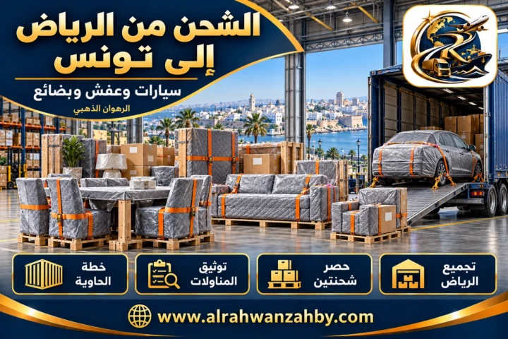 سيارات وعفش وبضائع، الشحن من الرياض إلى تونس