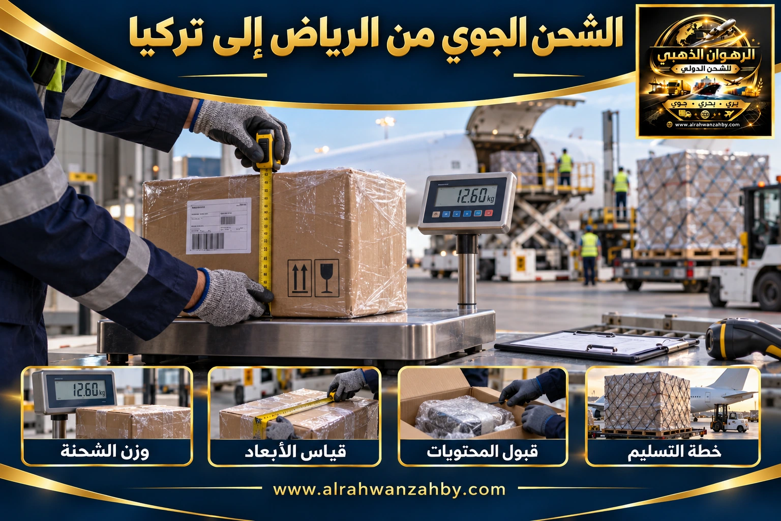 الشحن الجوي من الرياض إلى تركيا — التجهيز والتسليم