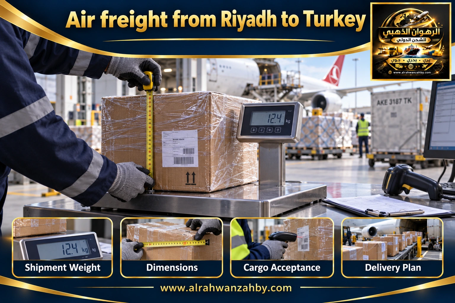 Air freight from Riyadh to Turkey — preparation and delivery