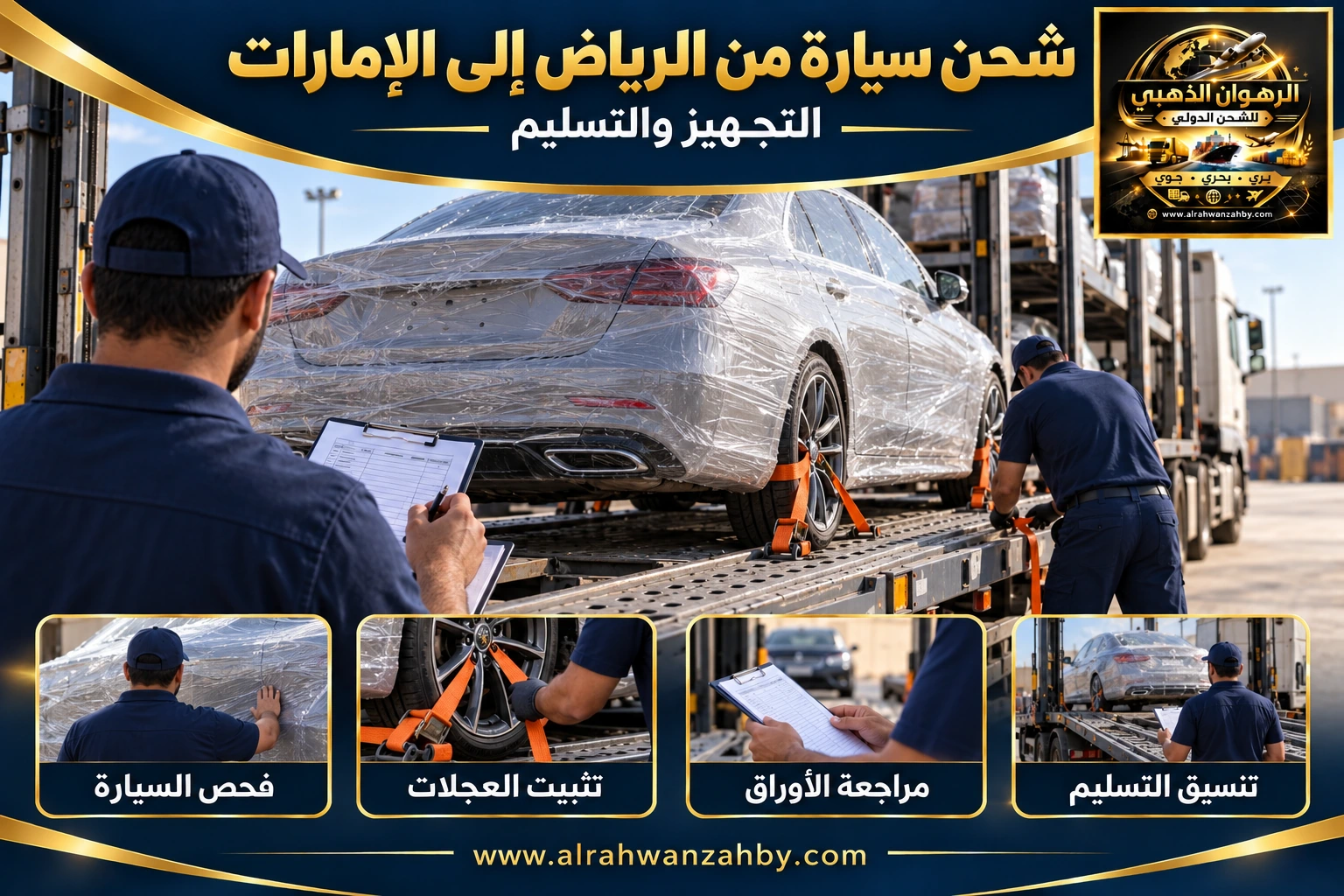 شحن سيارة من الرياض إلى الإمارات — التجهيز والتسليم