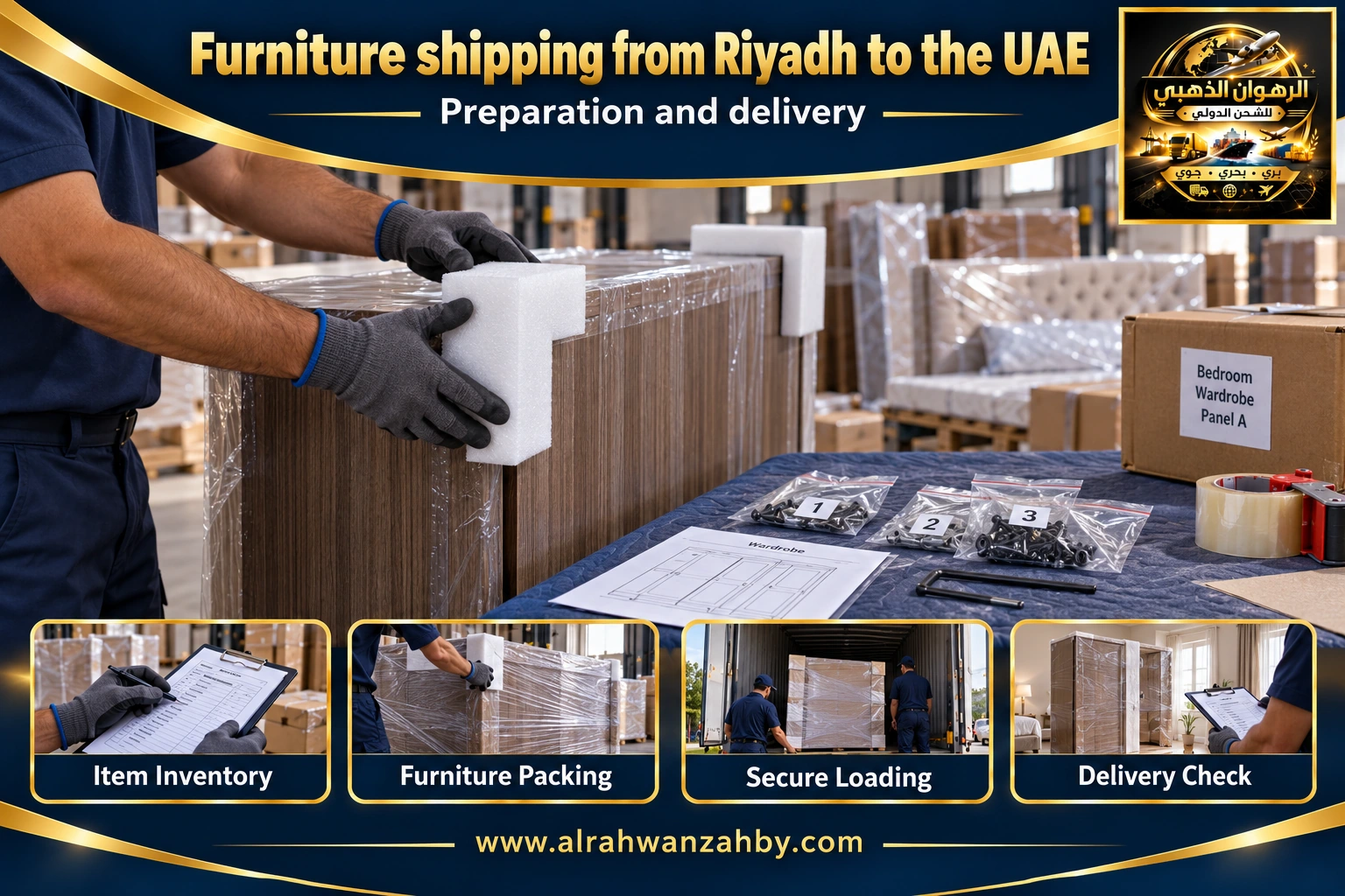 Furniture shipping from Riyadh to the UAE — preparation and delivery