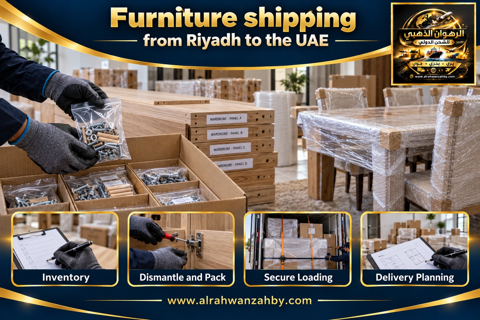 Furniture shipping from Riyadh to the UAE — preparation and delivery
