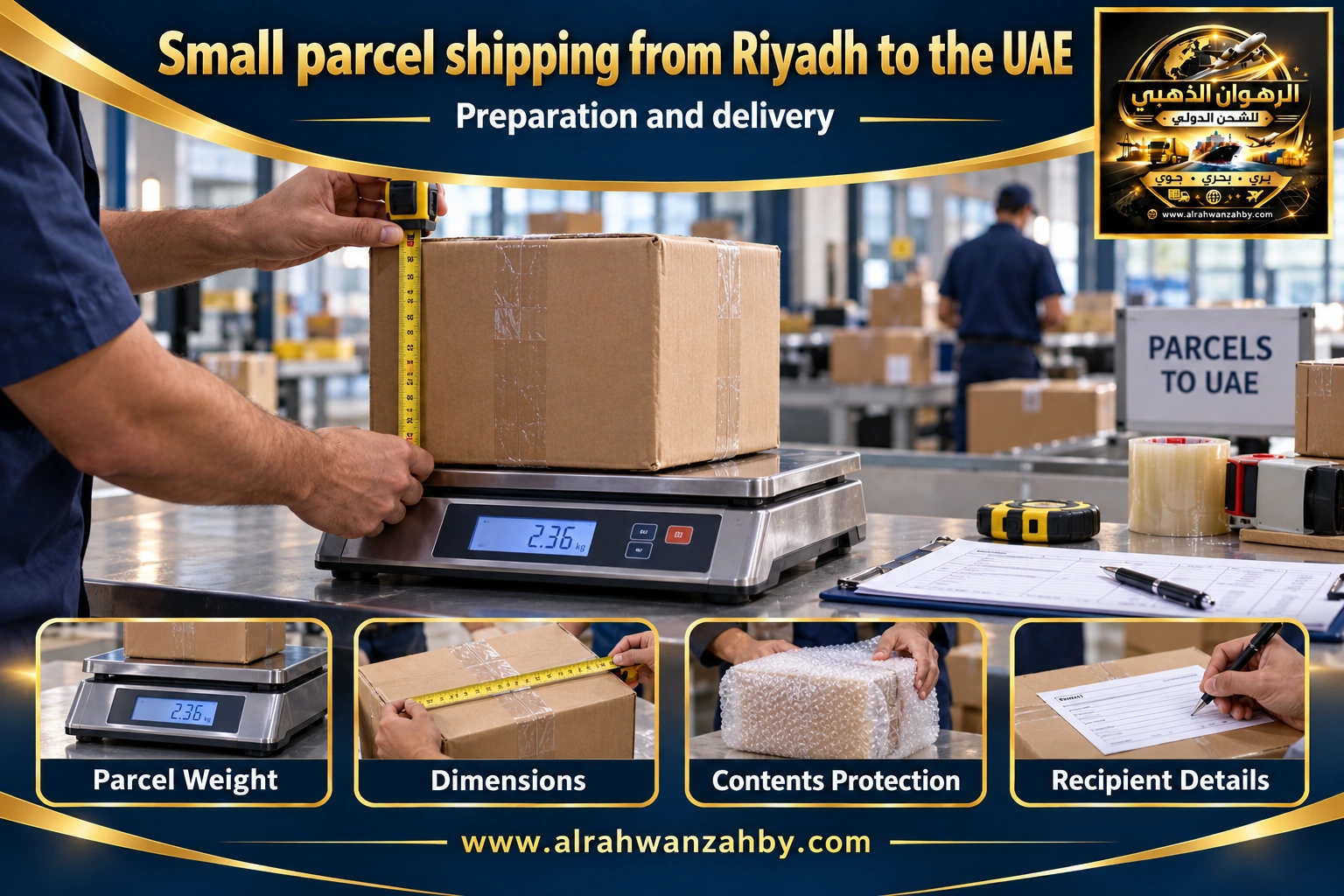 Small parcel shipping from Riyadh to the UAE — preparation and delivery
