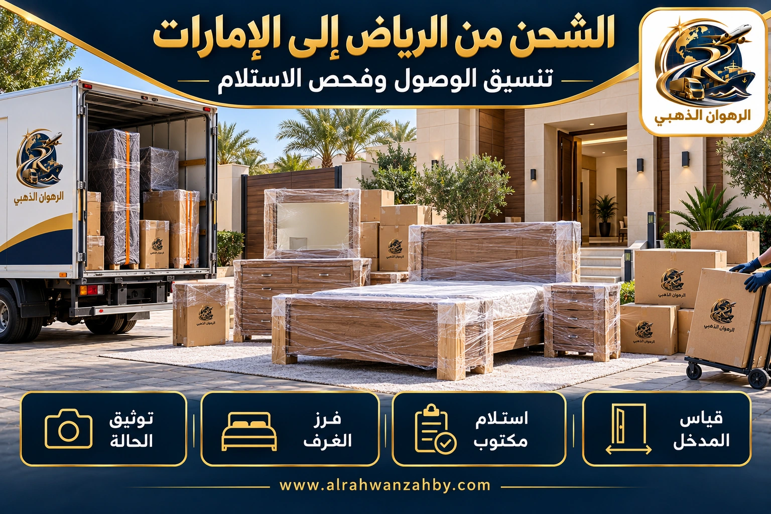 الشحن من الرياض إلى الإمارات — تنسيق الوصول وفحص الاستلام