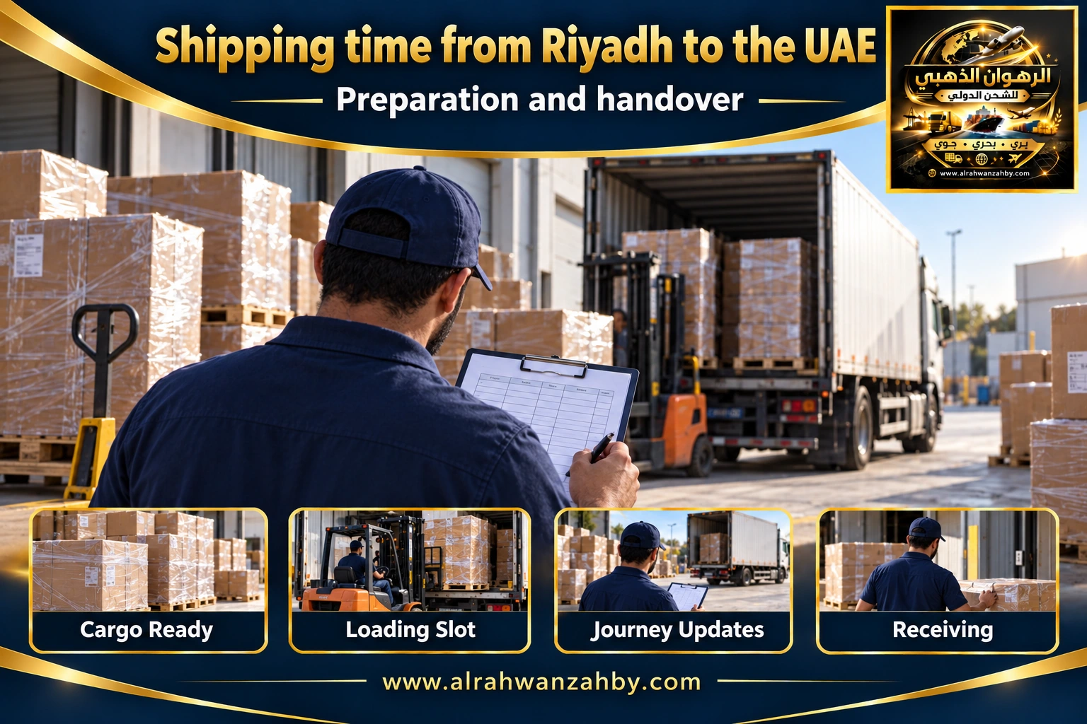 Shipping time from Riyadh to the UAE — preparation and handover