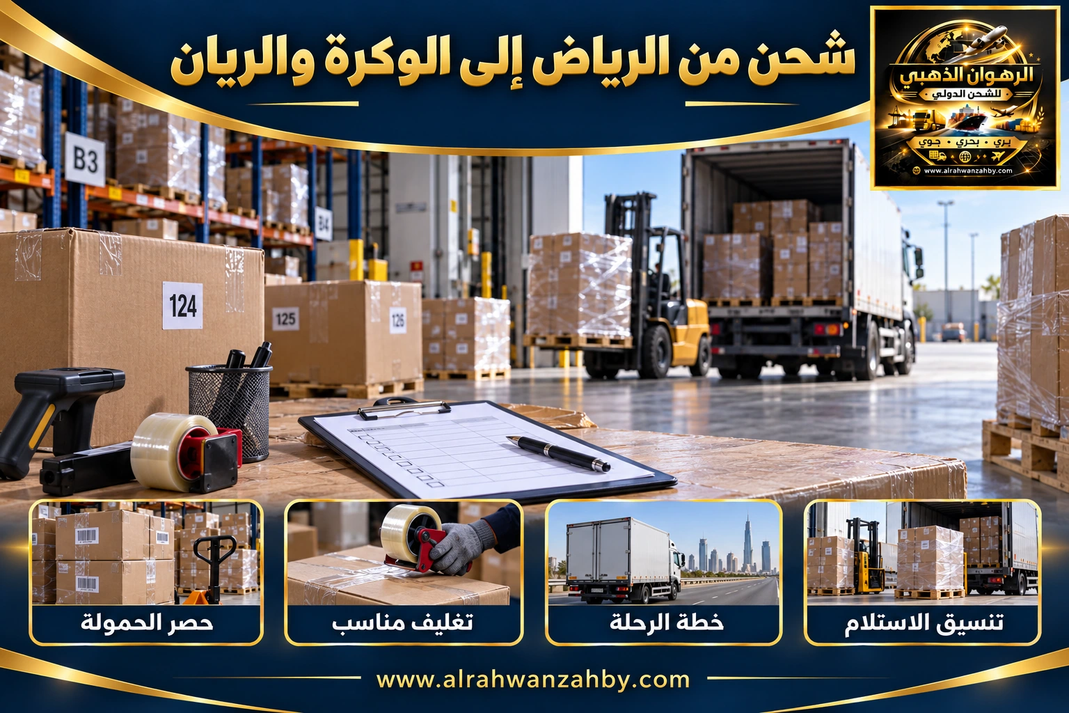 شحن من الرياض إلى الوكرة والريان — التجهيز والتسليم