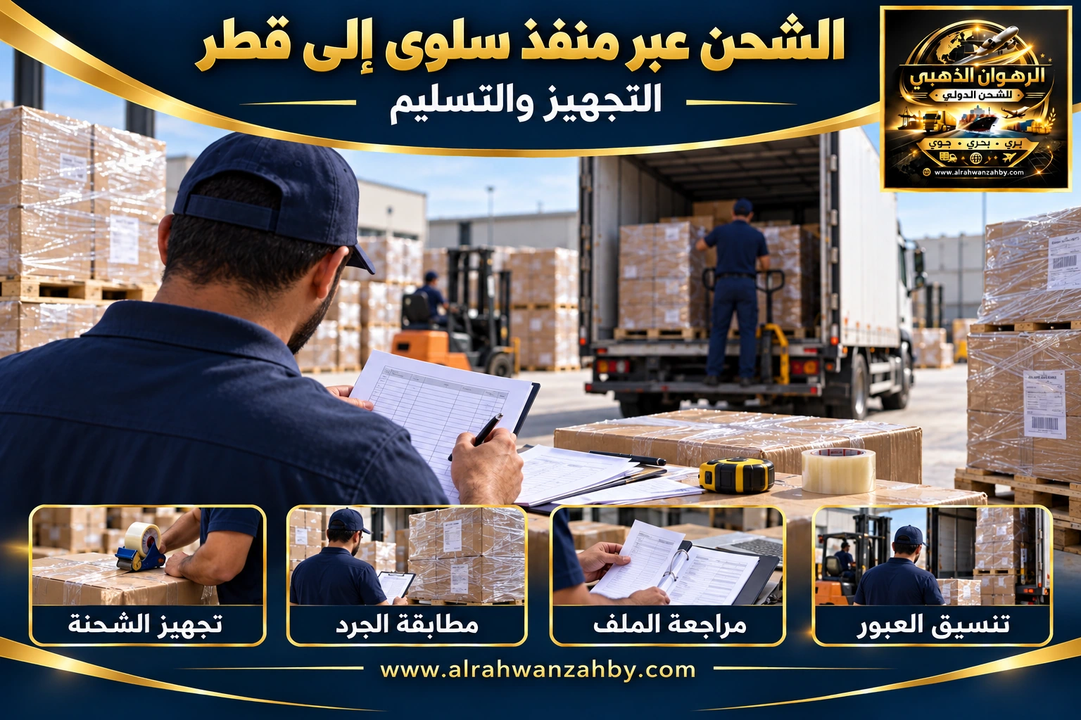 الشحن عبر منفذ سلوى إلى قطر — التجهيز والتسليم