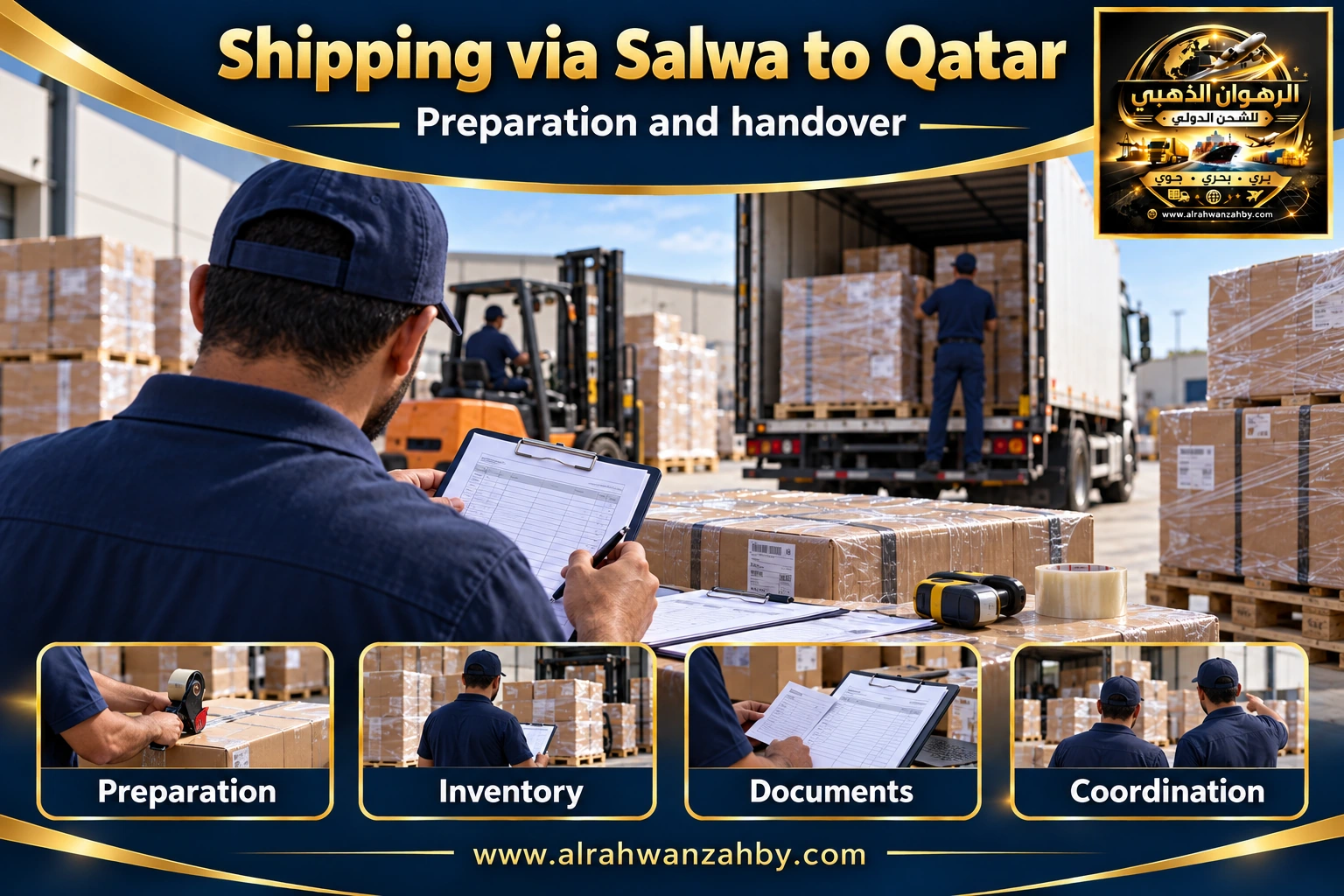 Shipping via Salwa to Qatar — preparation and handover