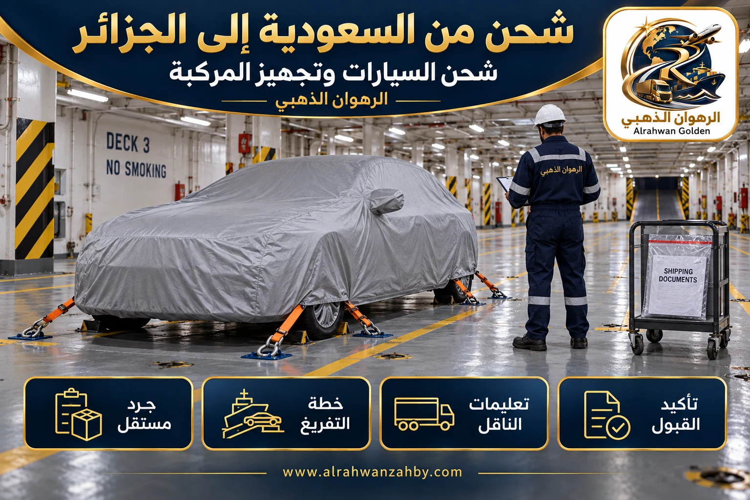 شحن السيارات وتجهيز المركبة — شحن من السعودية إلى الجزائر