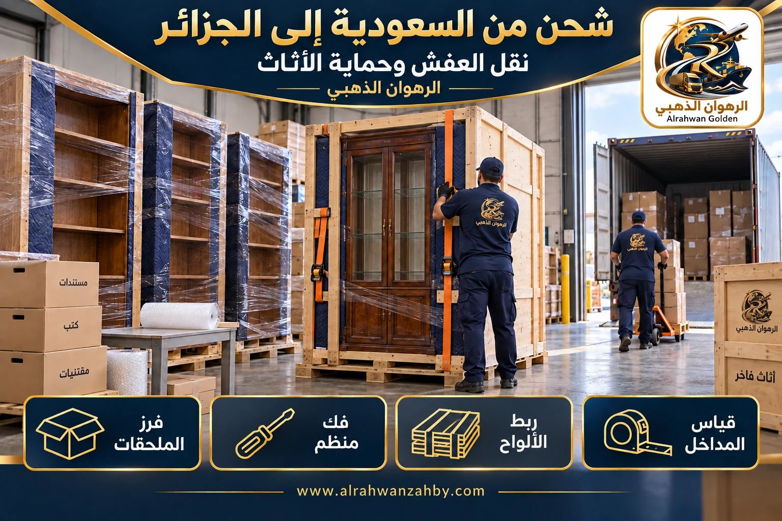 نقل العفش وحماية الأثاث — شحن من السعودية إلى الجزائر