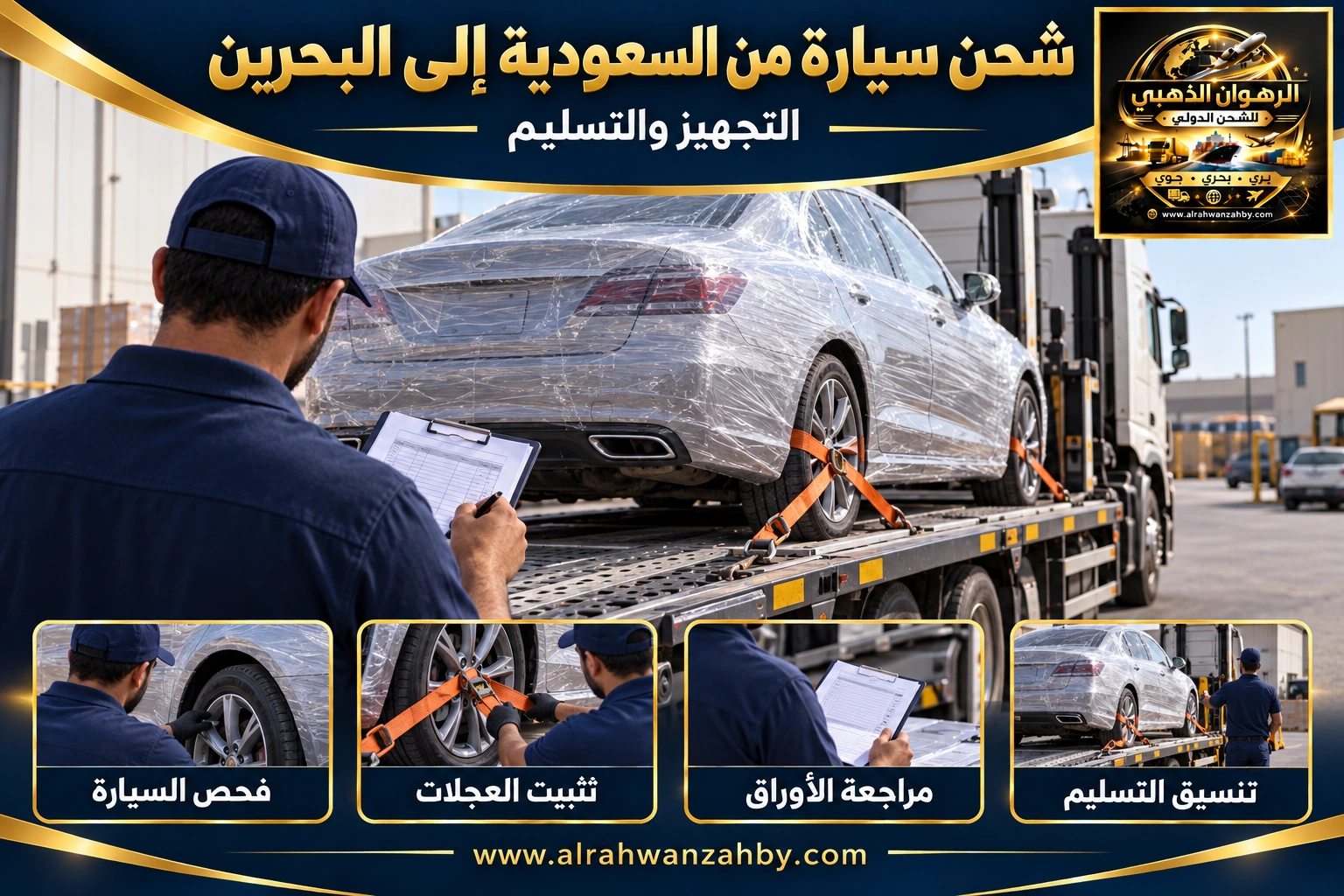 شحن سيارة من السعودية إلى البحرين — التجهيز والتسليم