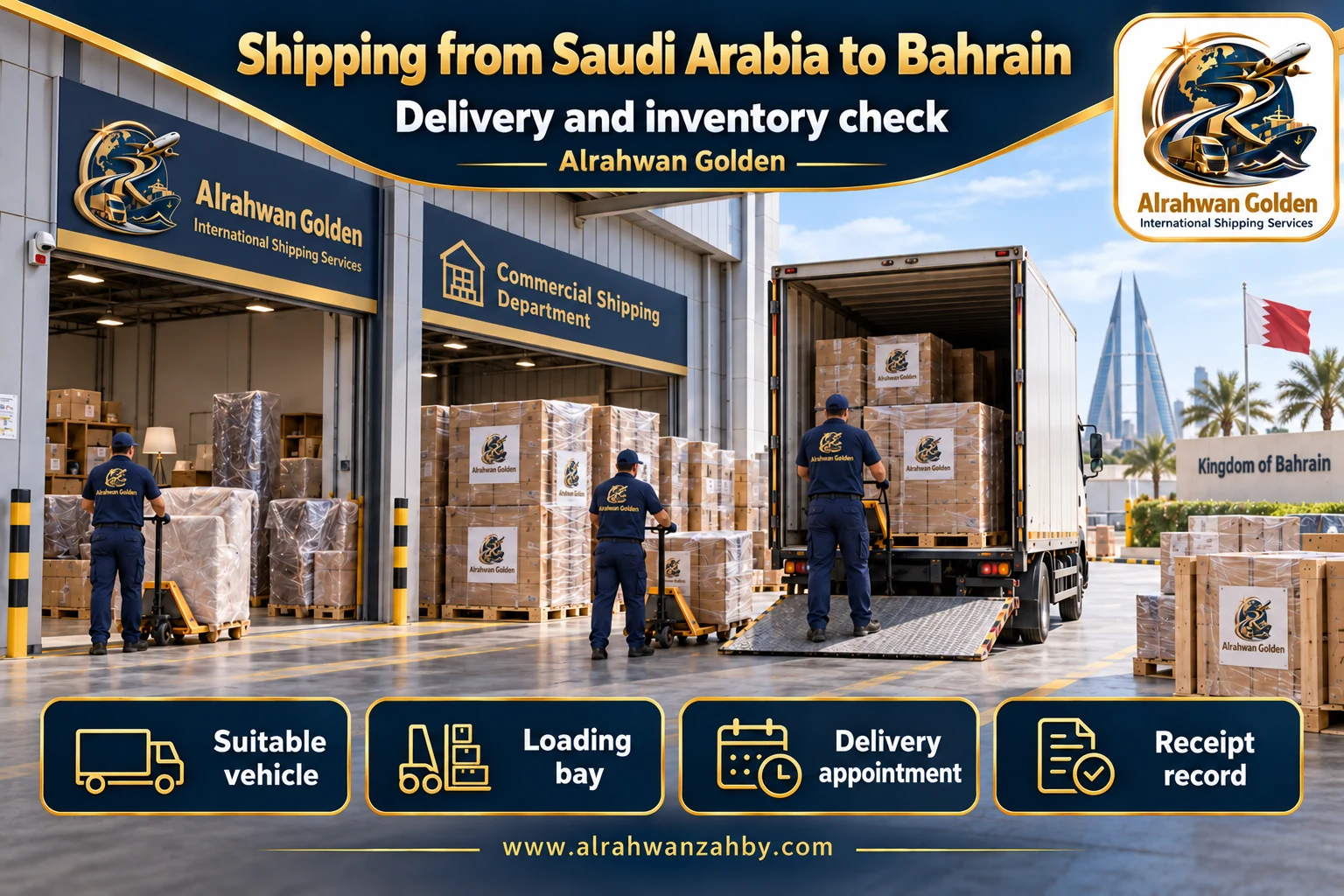 Delivery and inventory check — Shipping from Saudi Arabia to Bahrain