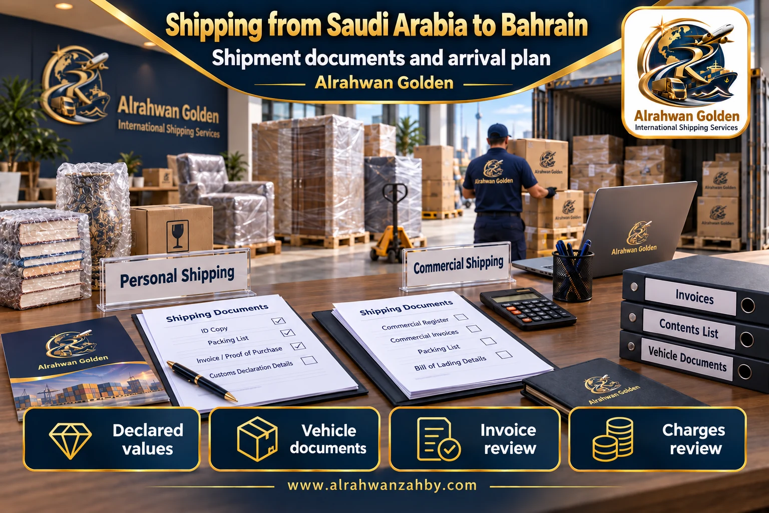 Shipment documents and arrival plan — Shipping from Saudi Arabia to Bahrain