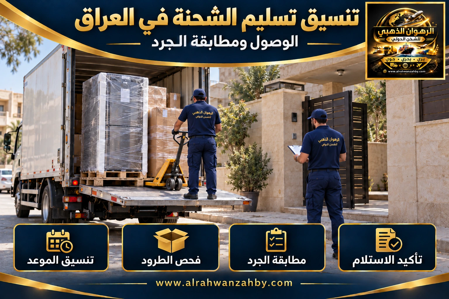 تنسيق التسليم ومطابقة الجرد من السعودية إلى العراق — تصور توضيحي للرهوان الذهبي