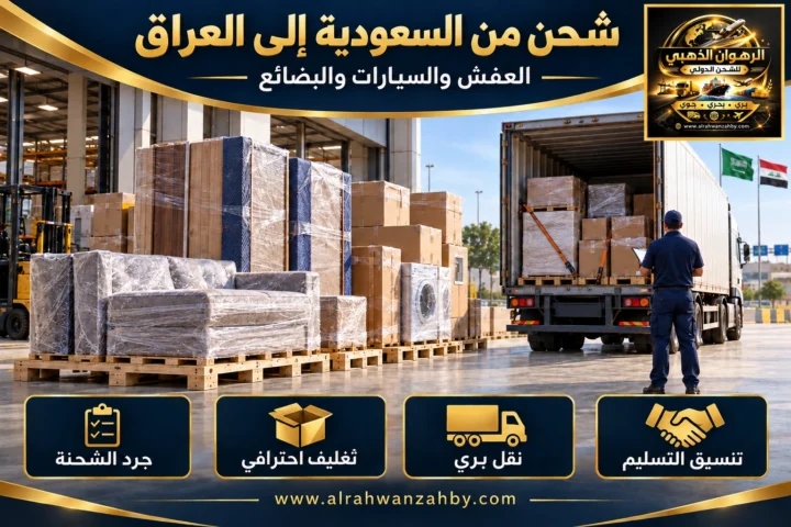 الشحن الدولي من السعودية إلى العراق — تصور توضيحي للرهوان الذهبي
