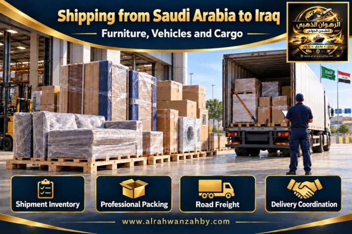 International shipping from Saudi Arabia to Iraq — Alrahwan Golden illustrative visual