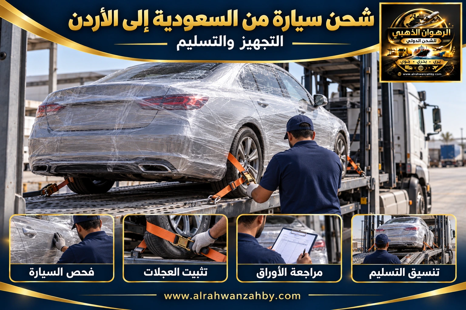 شحن سيارة من السعودية إلى الأردن — التجهيز والتسليم
